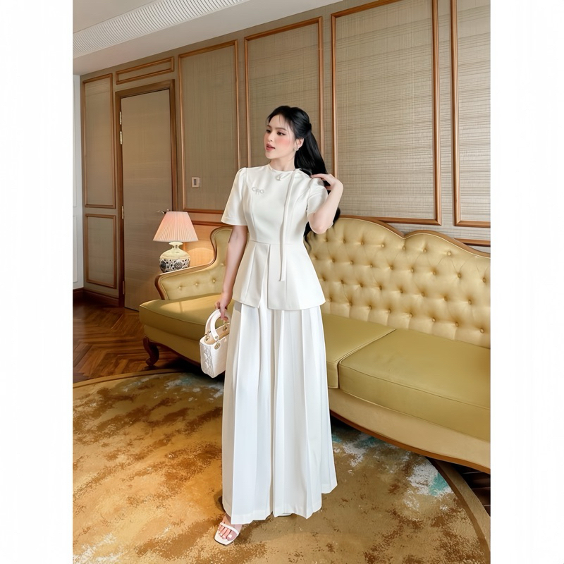 Set áo peplum mix quần ống rộng, set đồ công sở nữ thanh lịch Loga store _L161_thumbnail_0