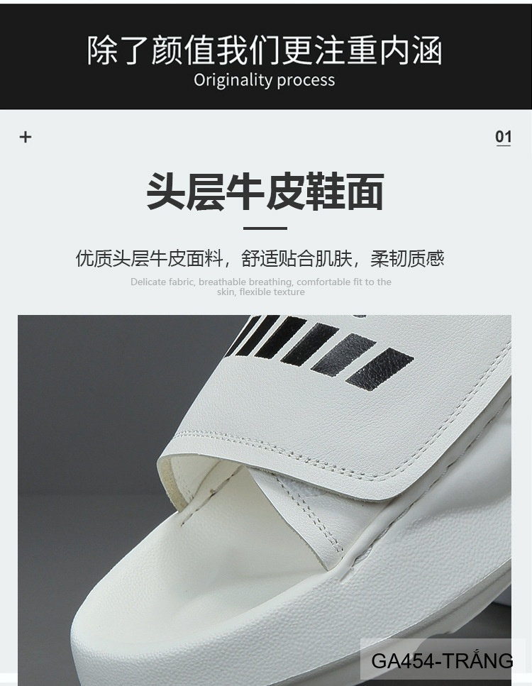 GA454 - Dép xỏ ngón nam thời trang đế dày êm chân, da bò lớp đầu, trắng đen_thumbnail_10