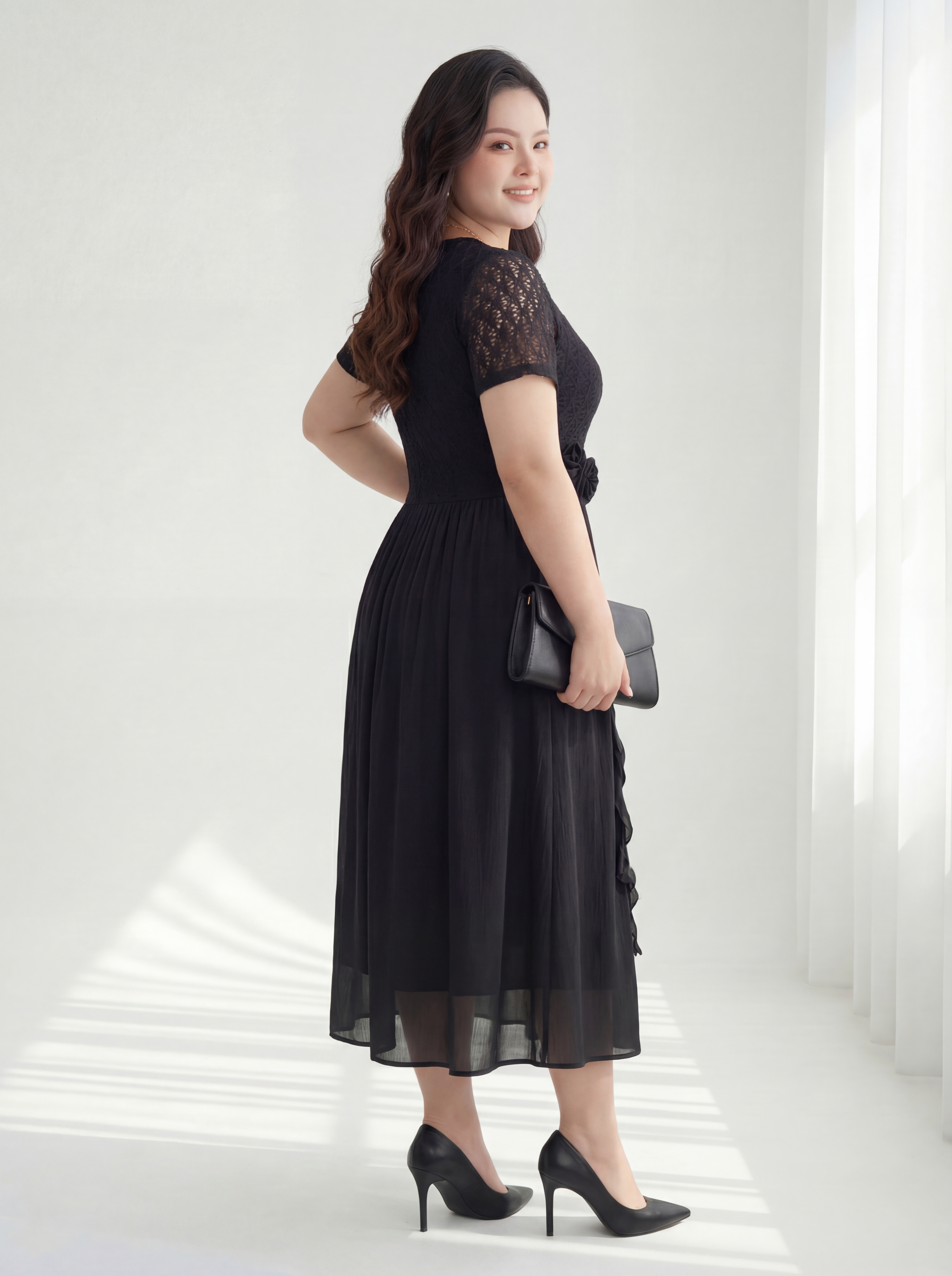 BIGSIZE NỮ - Đầm dáng dài phối hoa kiểu V-DA208_thumbnail_1