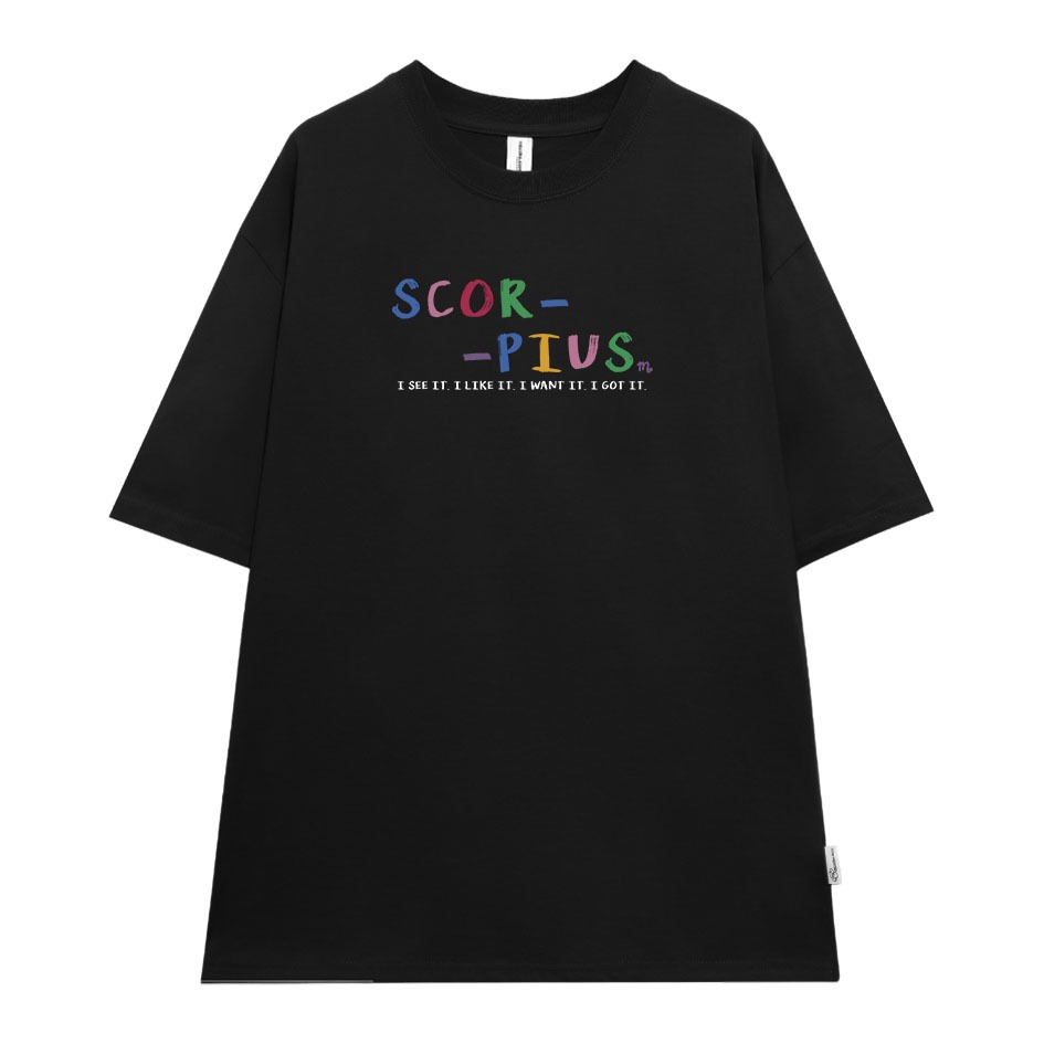 Áo thun nữ form rộng ATD379 cung hoàng đạo Bò Cạp SCORPIUS Miucho cotton cổ tròn in typography_thumbnail_5