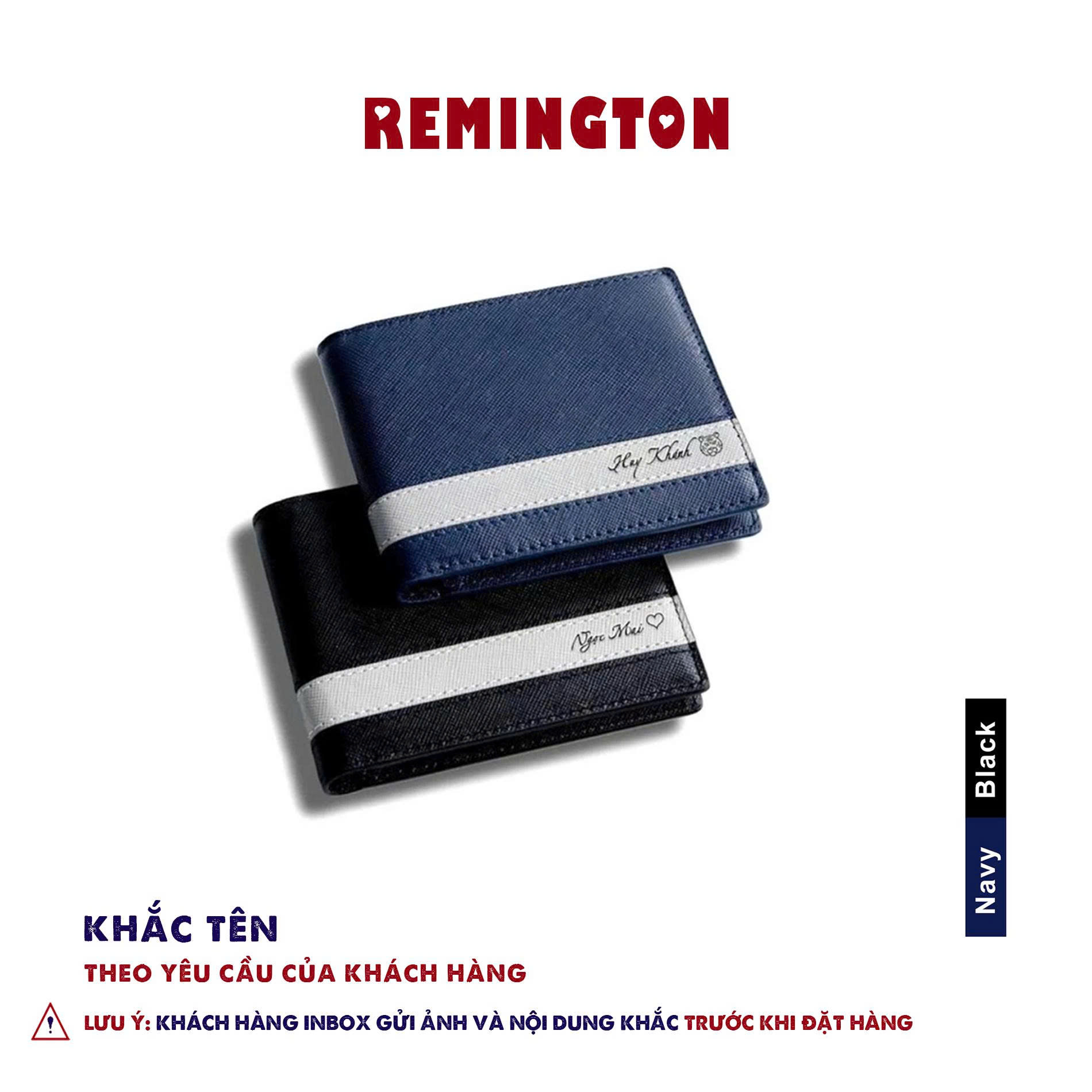 [ Fullbox đã gói quà ] Ví nam khắc tên theo yêu cầu Remington - Cosmos ngang fullbox miễn phí in 3 ảnh và tặng kèm hộp, túi giấy làm quà tặng_thumbnail_4