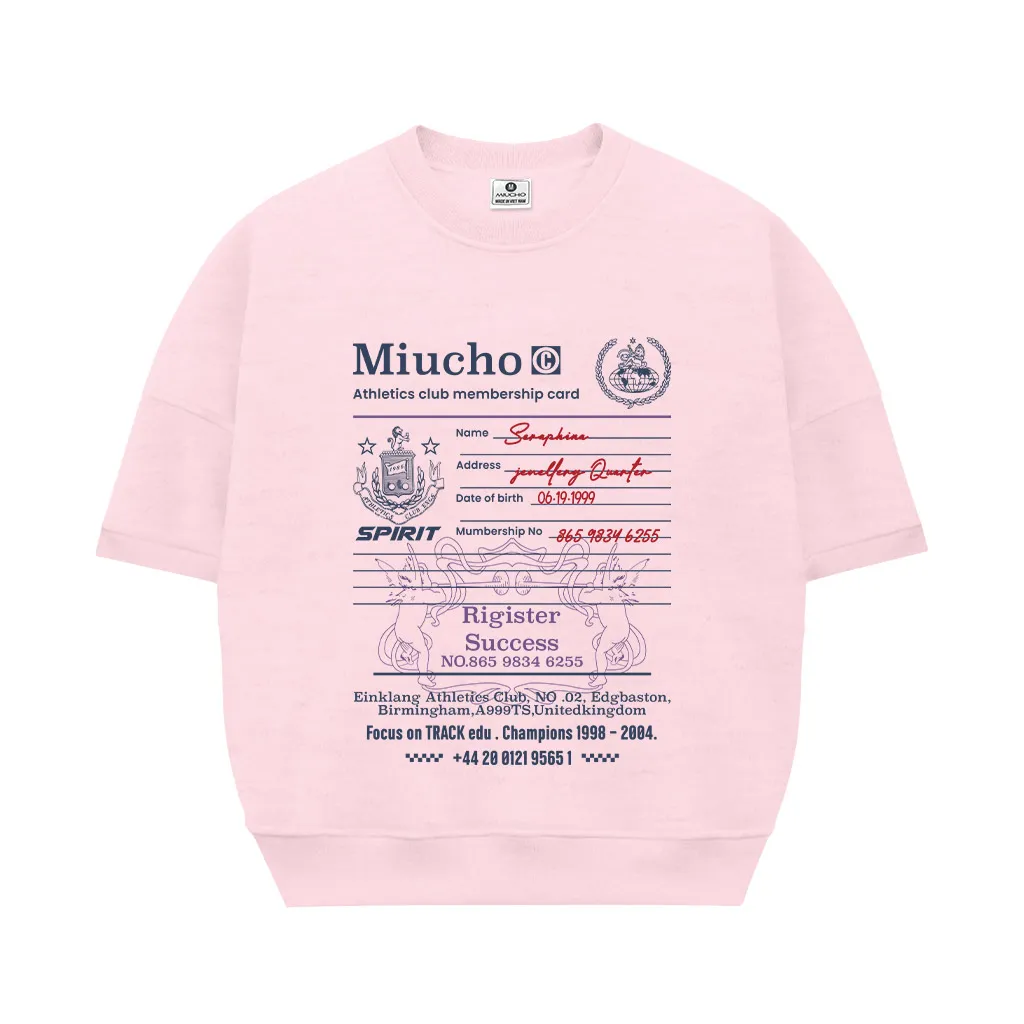Áo Sweater boxy tay ngắn unisex Miucho nỉ 2 da dày dặn thoáng mát thấm hút mồ hôi tốt basic in mix 2629