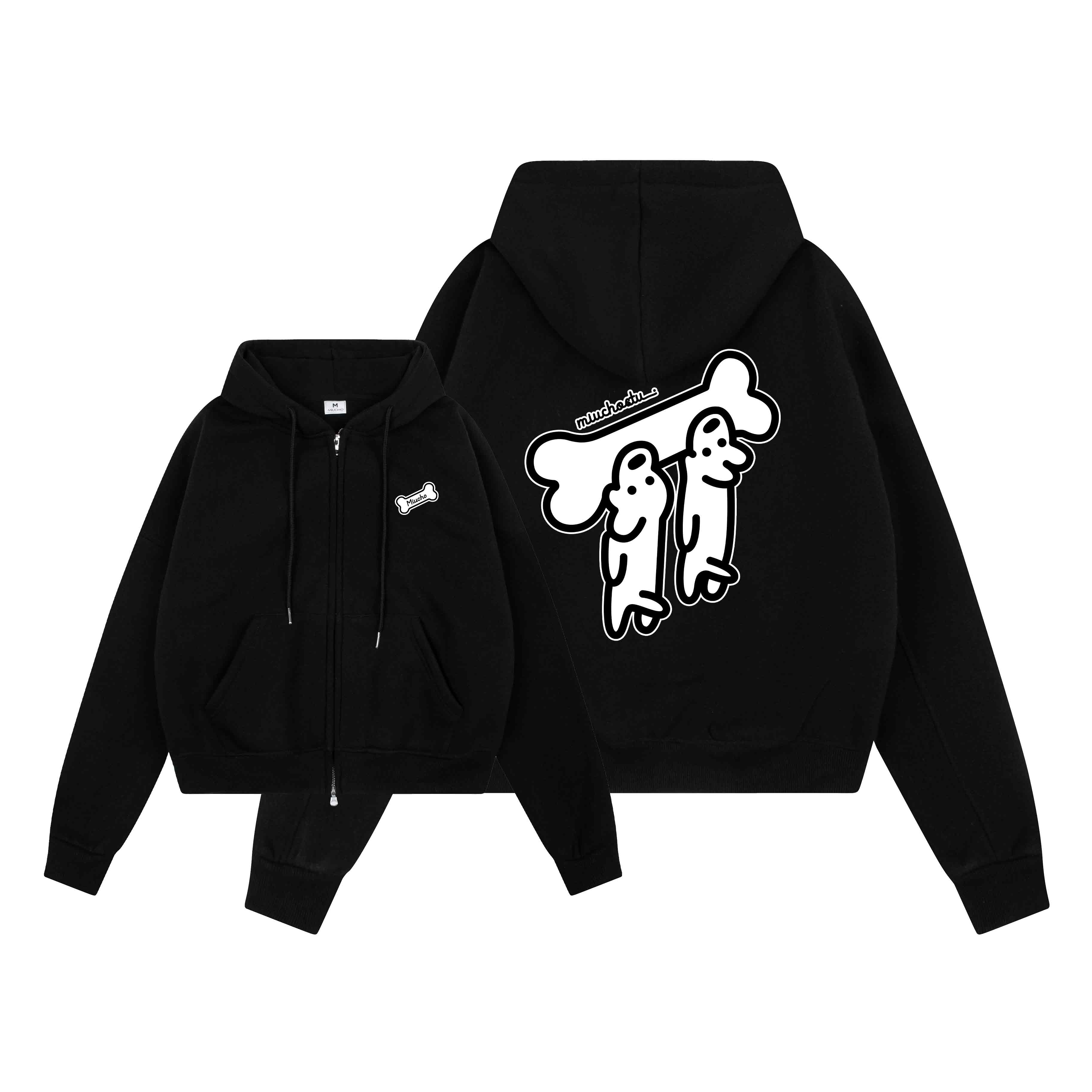 Áo hoodie zip form boxy hình cún dễ thương 2631 Miucho vải nỉ 2 da dày dặn thoáng mát giữ ấm tốt in mix_thumbnail_8