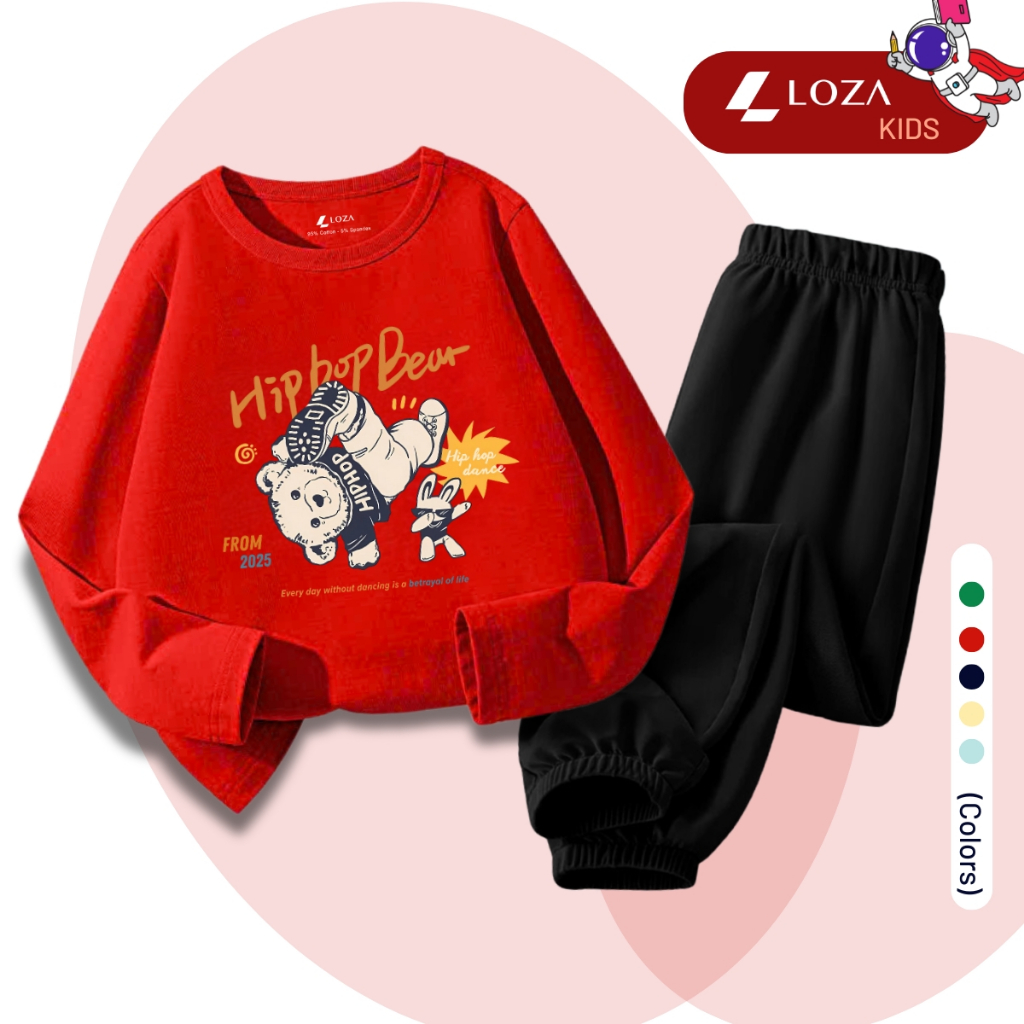 Set bộ Thu - Đông bé trai in hình Gấu 2025 - Loza Kids BW463 BW463