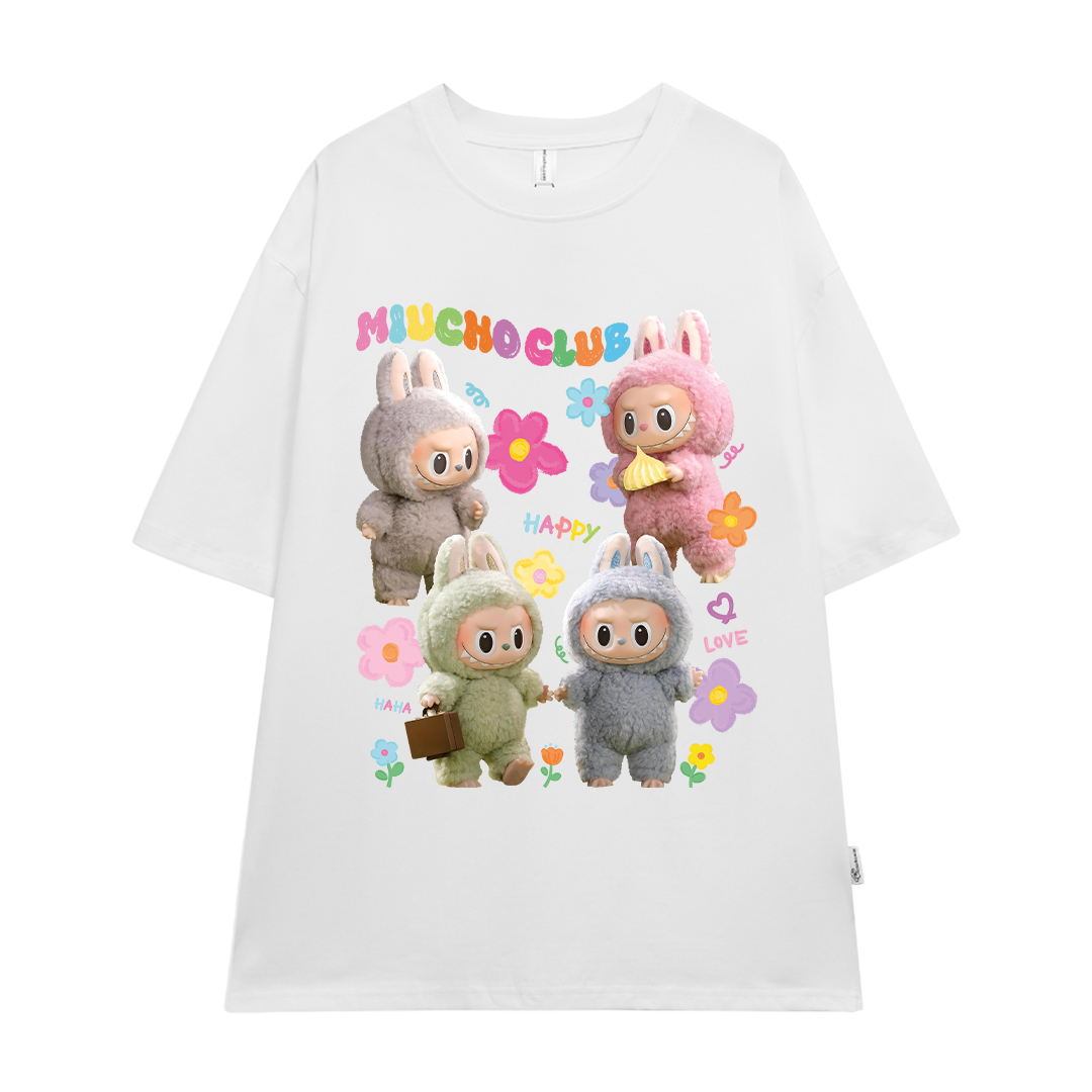 Áo thun labubu dễ thương form rộng nhiều màu ATD1452 Miucho vải cotton cổ tròn in mix_thumbnail_14