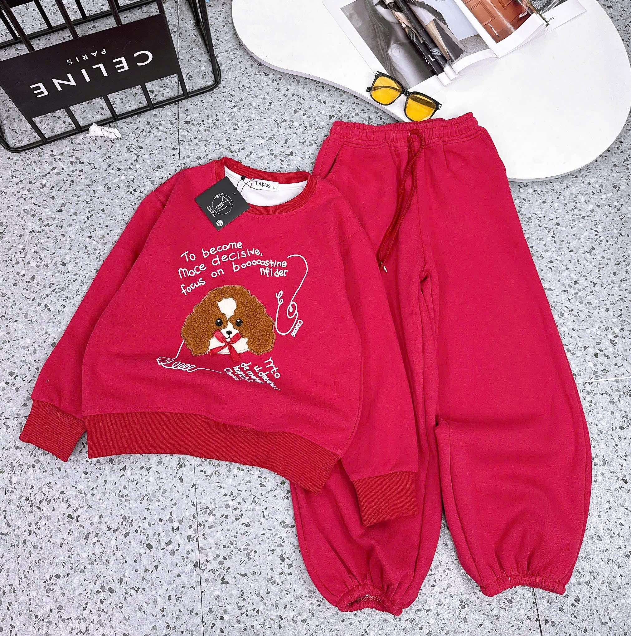 [F25] Bộ nỉ chó thêu xù mẹ và bé_thumbnail_2