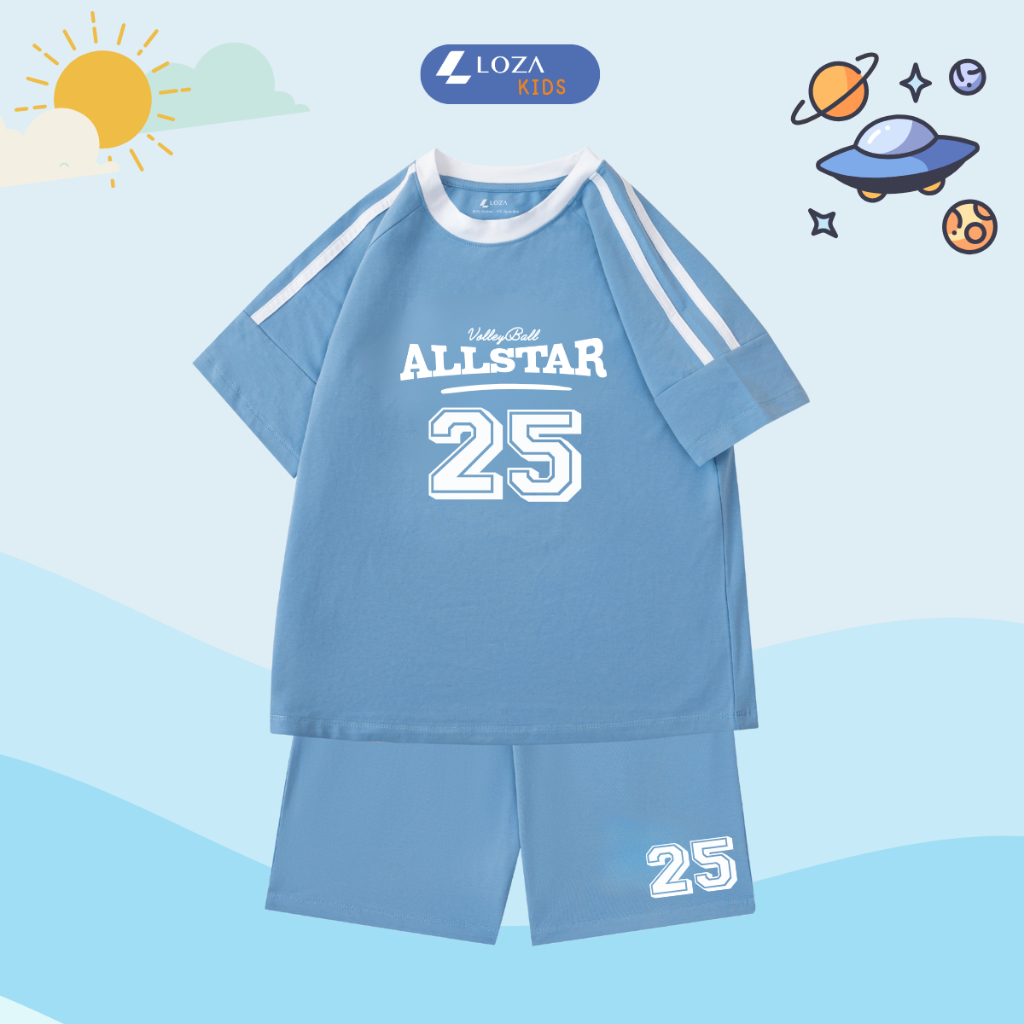 Đồ bộ bé trai phối viền in hình số '25 All Star'- Loza Kids BF368_thumbnail_3