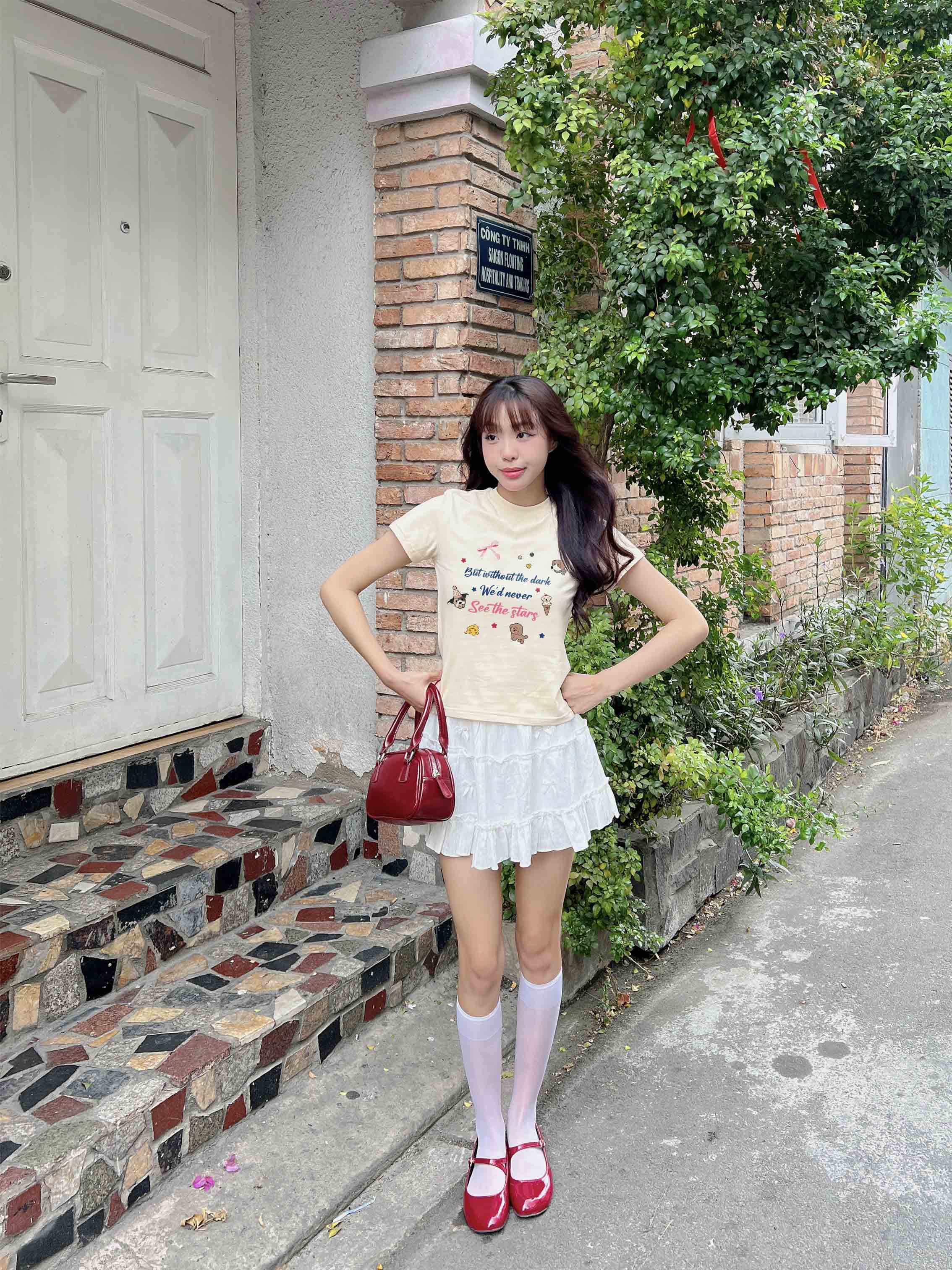 Áo thun baby tee nơ conquette xinh form ôm ABD1313 Miucho tay ngắn cổ tròn hotrend in mix_thumbnail_4