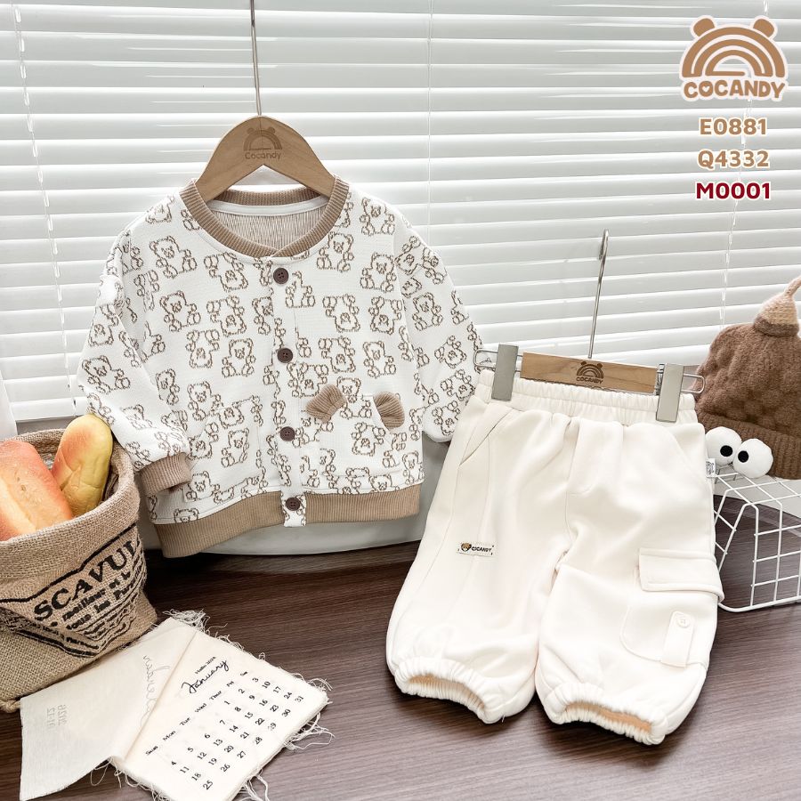 Áo cardigan BE họa tiết gấu nâu nhạt_thumbnail_2