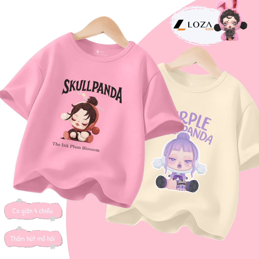 Áo thun bé gái in hình BST SKULLPANDA Hot trend - Loza Kids AT006_thumbnail_4