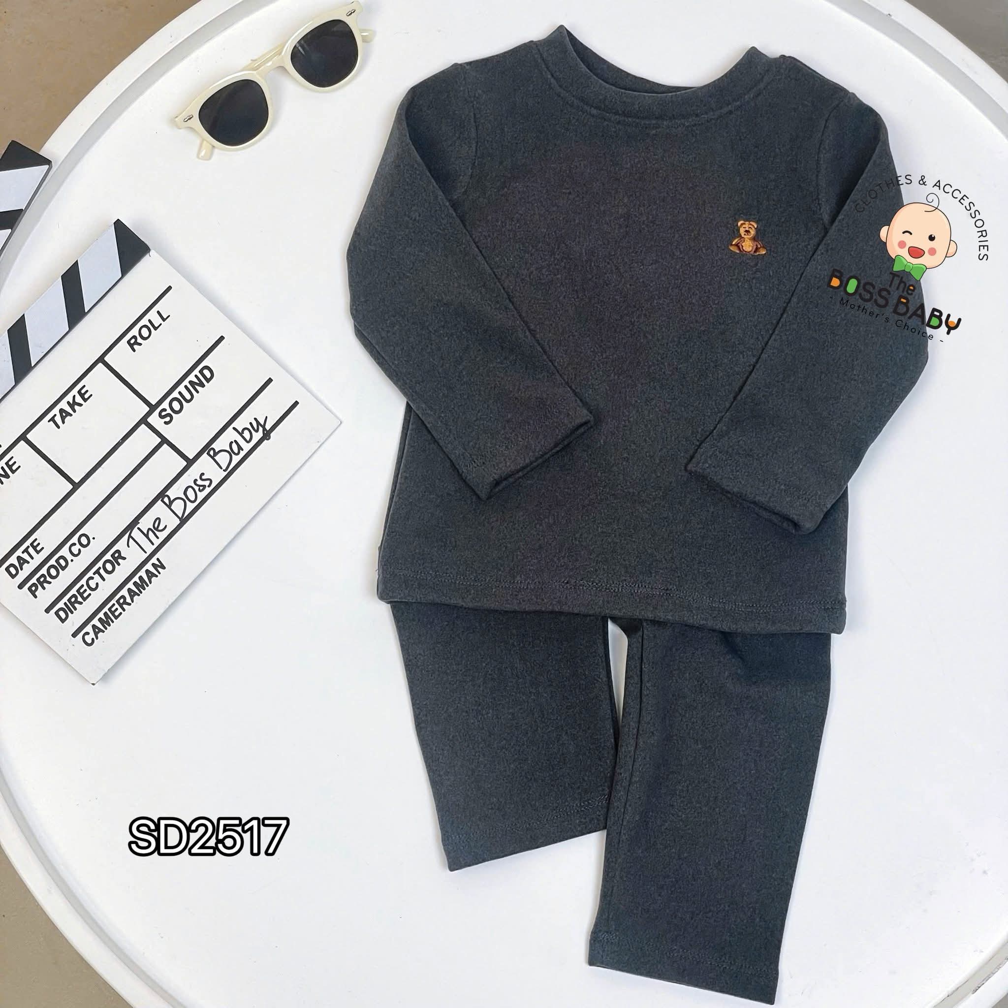 Set 2 bộ nỉ ép bông xám đỏ thêu gấu_thumbnail_3