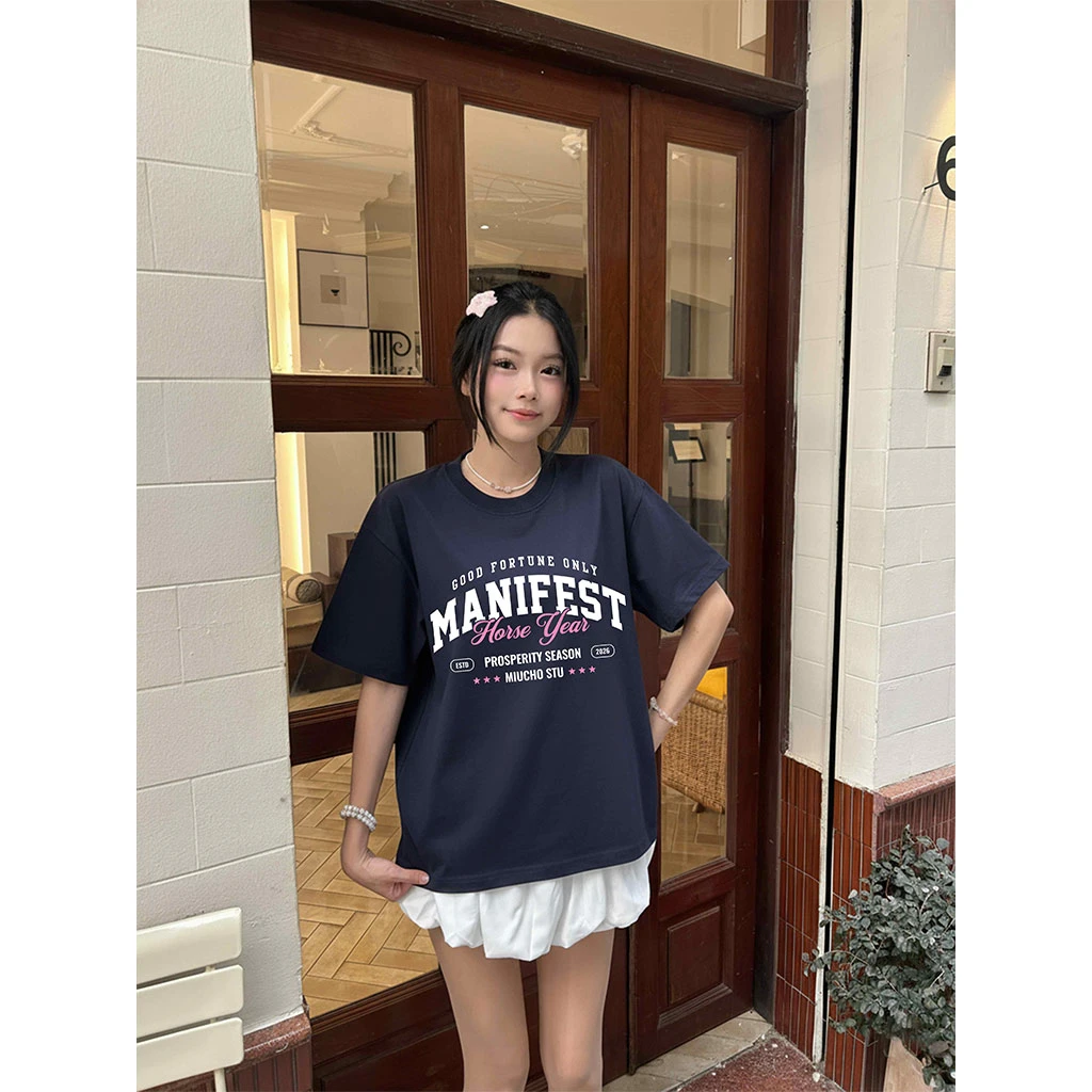 Áo thun Tết nam nữ form boxy Miucho chất vải mềm mại thoáng mát chữ basic in typography 2939_thumbnail_4