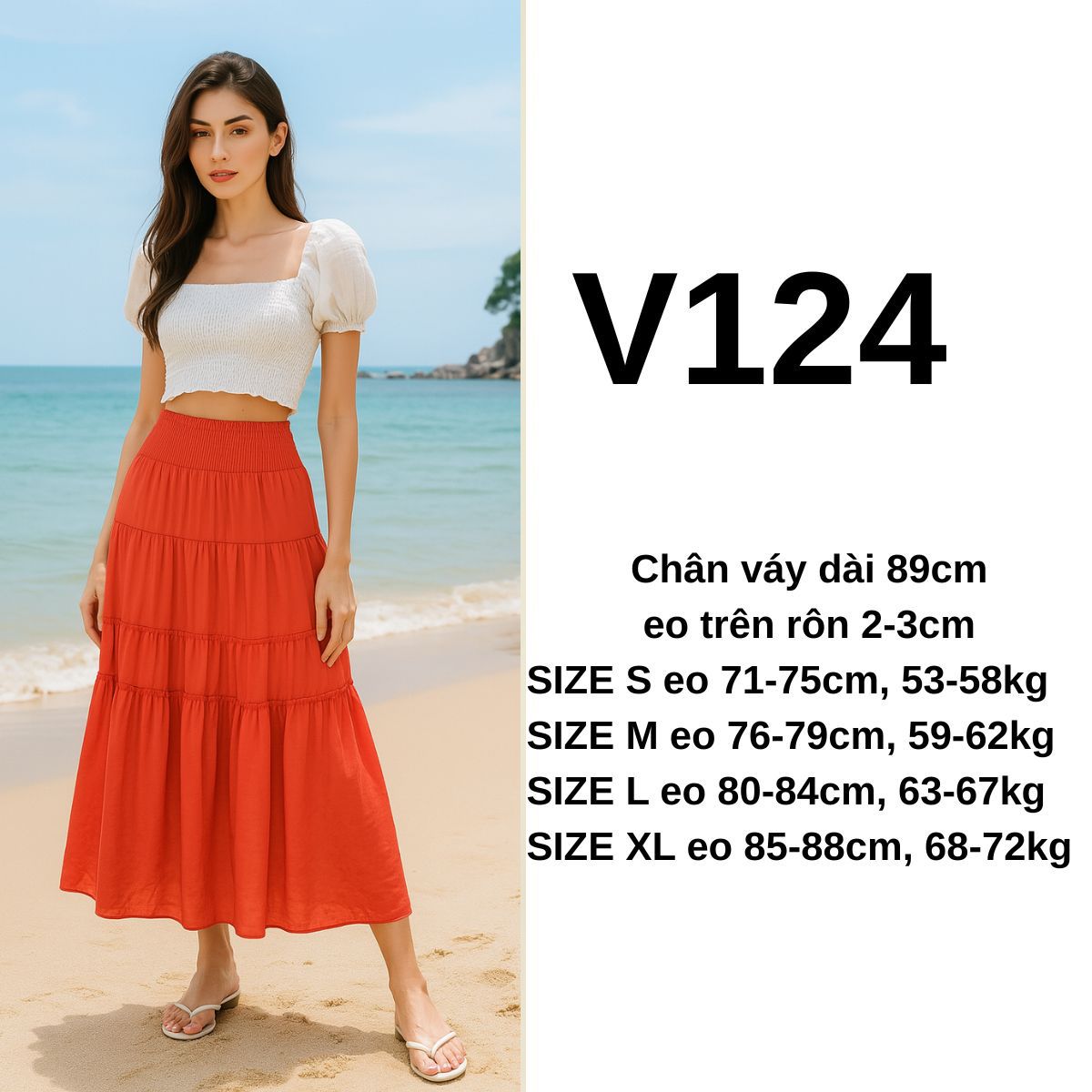 V124- Chân váy đỏ