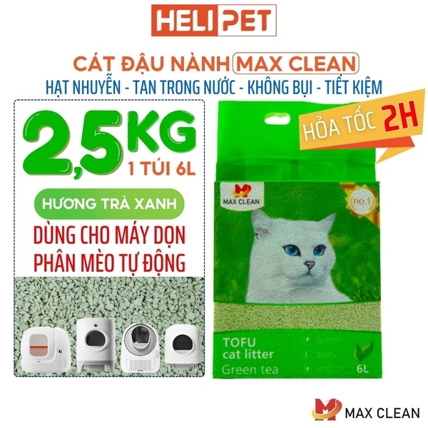 Max Clean Fine Granulated Soybean Cat Litter - Green Tea Scent