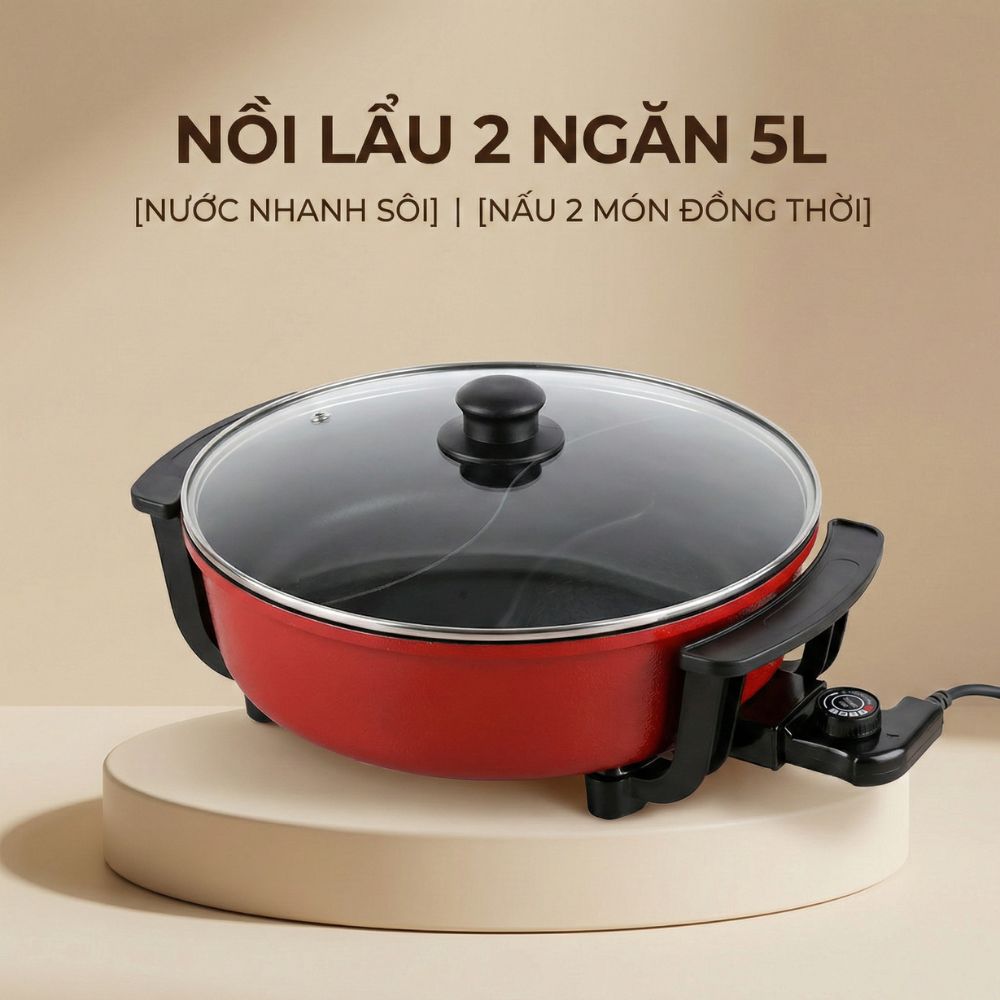 Nồi Lẩu Điện 2 Ngăn Mishio Mk112 5L