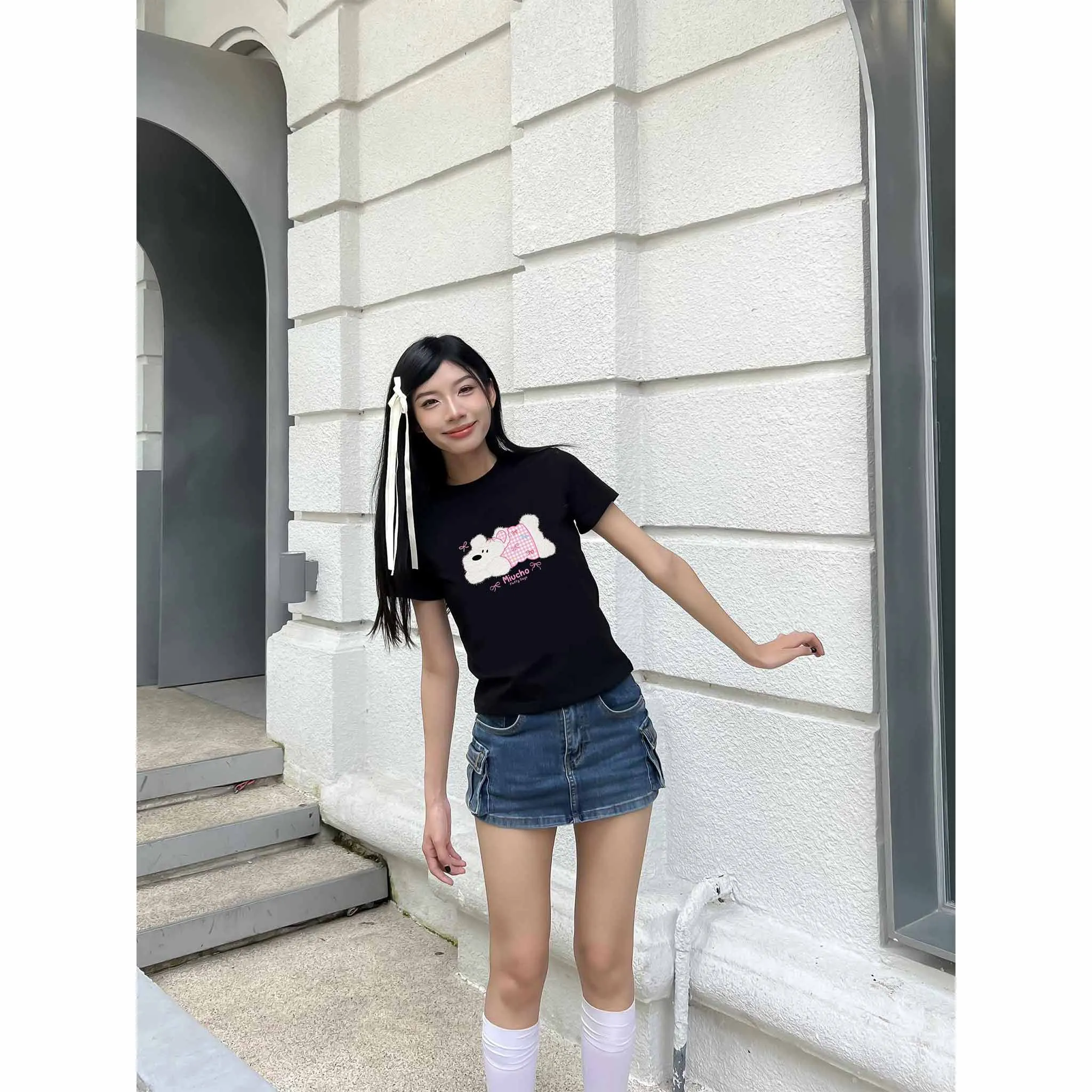 Áo baby tee nữ dễ thương in mix 2519 Miucho vải cotton co giãn thoáng mát cổ tròn tay ngắn_thumbnail_6
