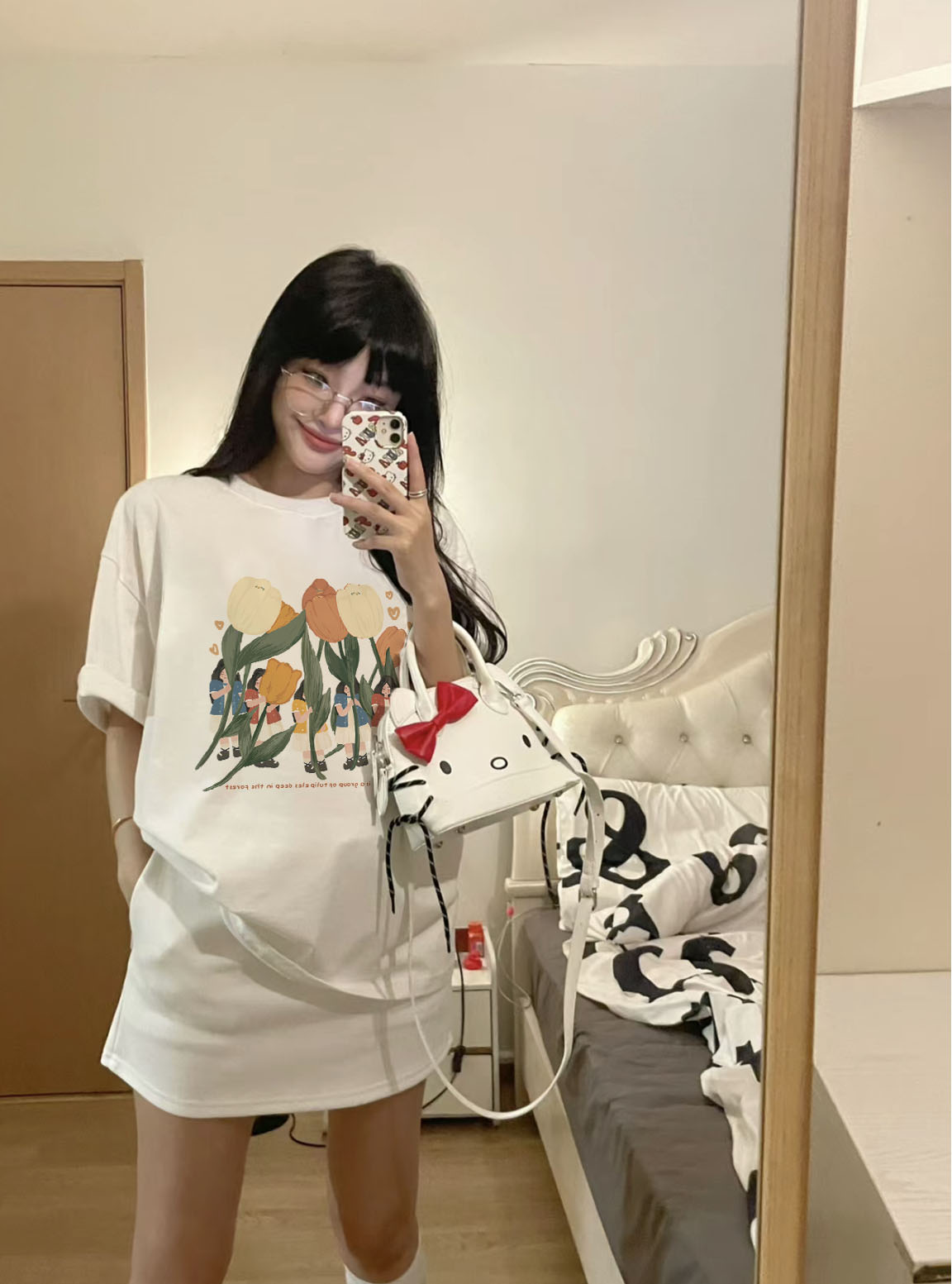 Áo thun nữ hoa tulip form rộng ATD201 Miucho chất vải cotton in Artwork_thumbnail_22