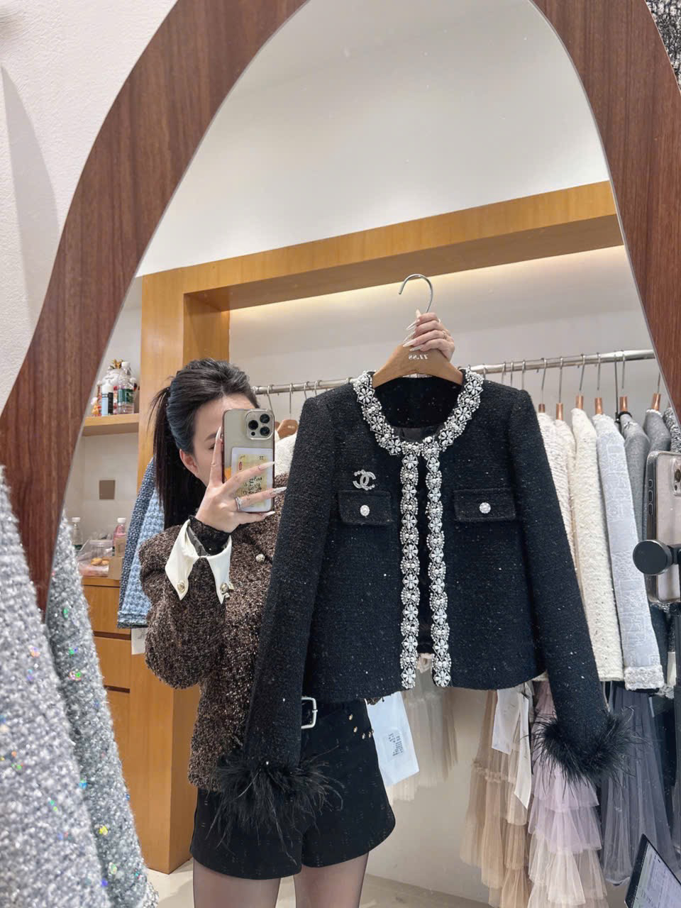 Áo dạ viền ngọc tay lông - V36_thumbnail_0