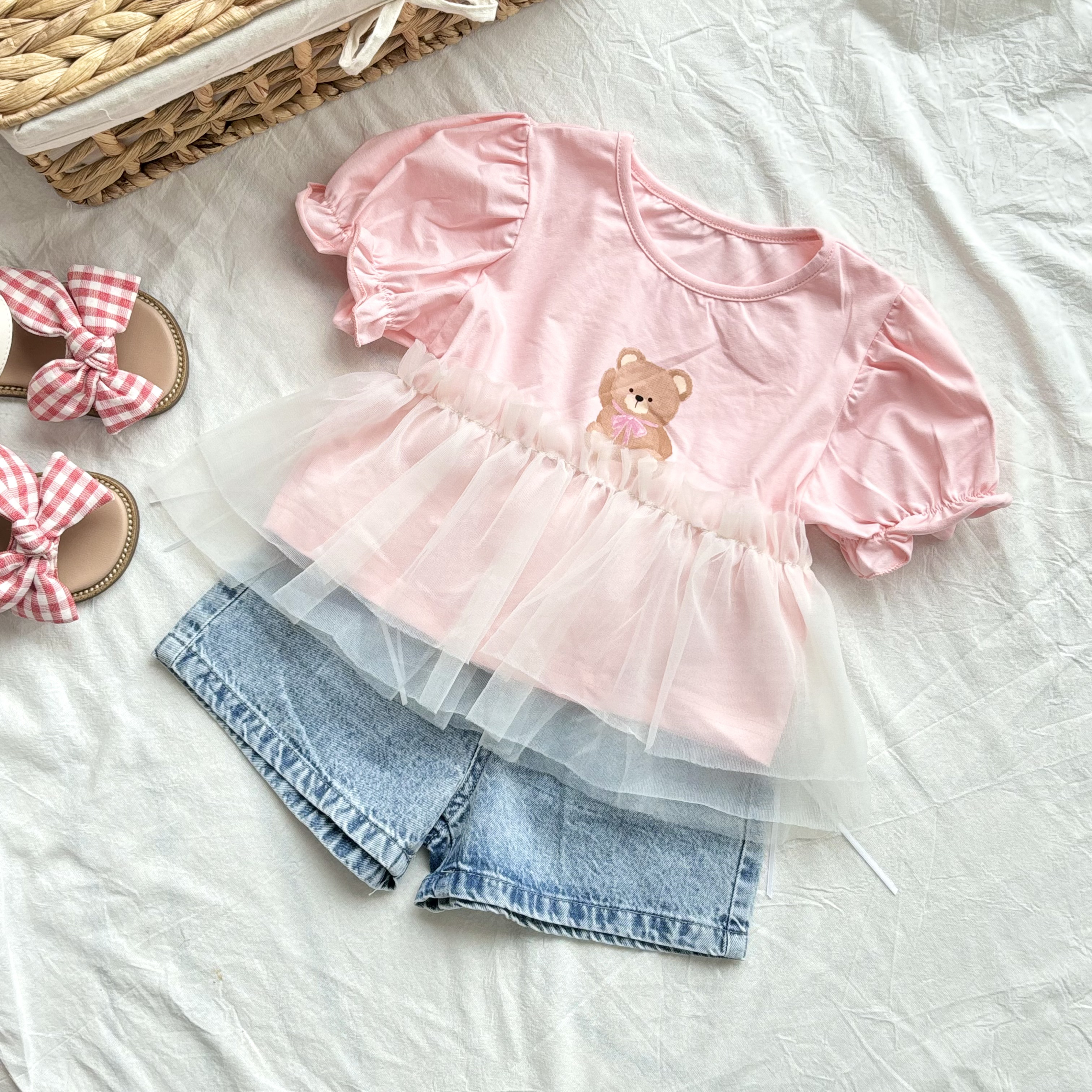 (A27) Áo thun mềm họa tiết bèo ren màu hồng siêu yêu thời trang bé gái mùa hè 2025 QCCC_thumbnail_2