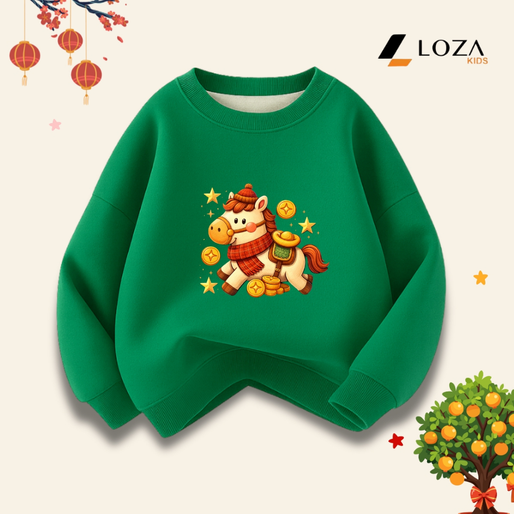 Áo nỉ Loza TẾT 2026 cho bé trai, bé gái hình ngựa Happy New Year - Loza Kids G0436_thumbnail_5