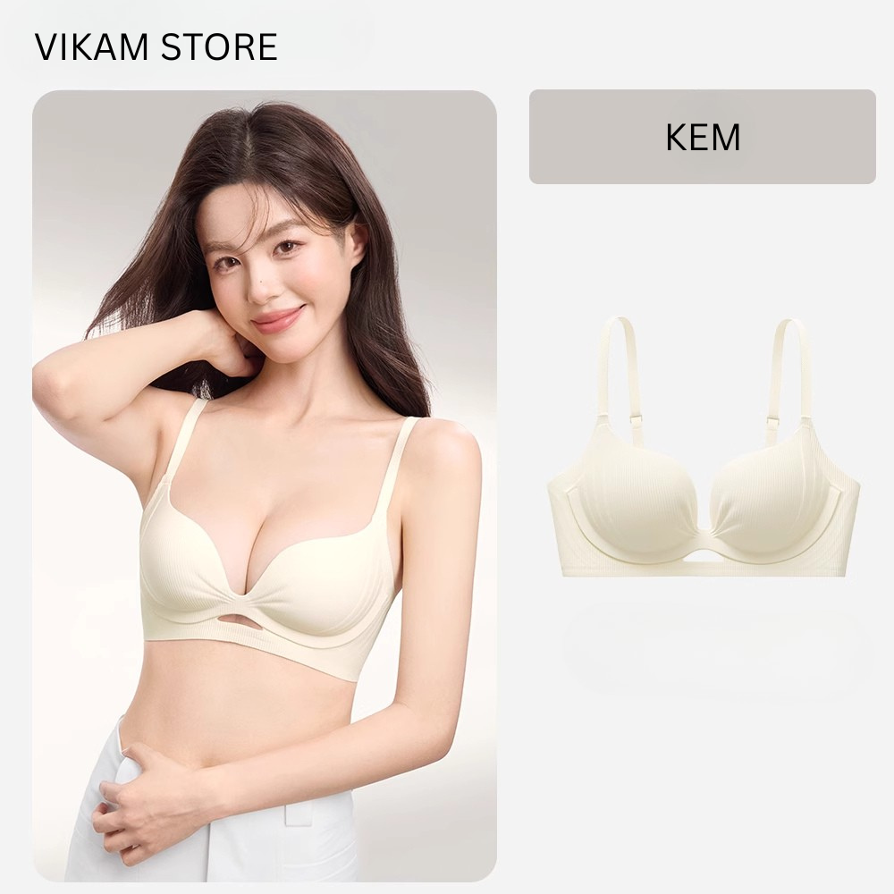 Vikam store [Mã B71] Áo Ngực Nữ Su Đúc Mềm Mại Cao Cấp Áo Lót Nữ Mút 2Cm Nâng Dẩy Không Gọng Vikam Size 34-38 Màu Đen Trắng Hồng_thumbnail_12