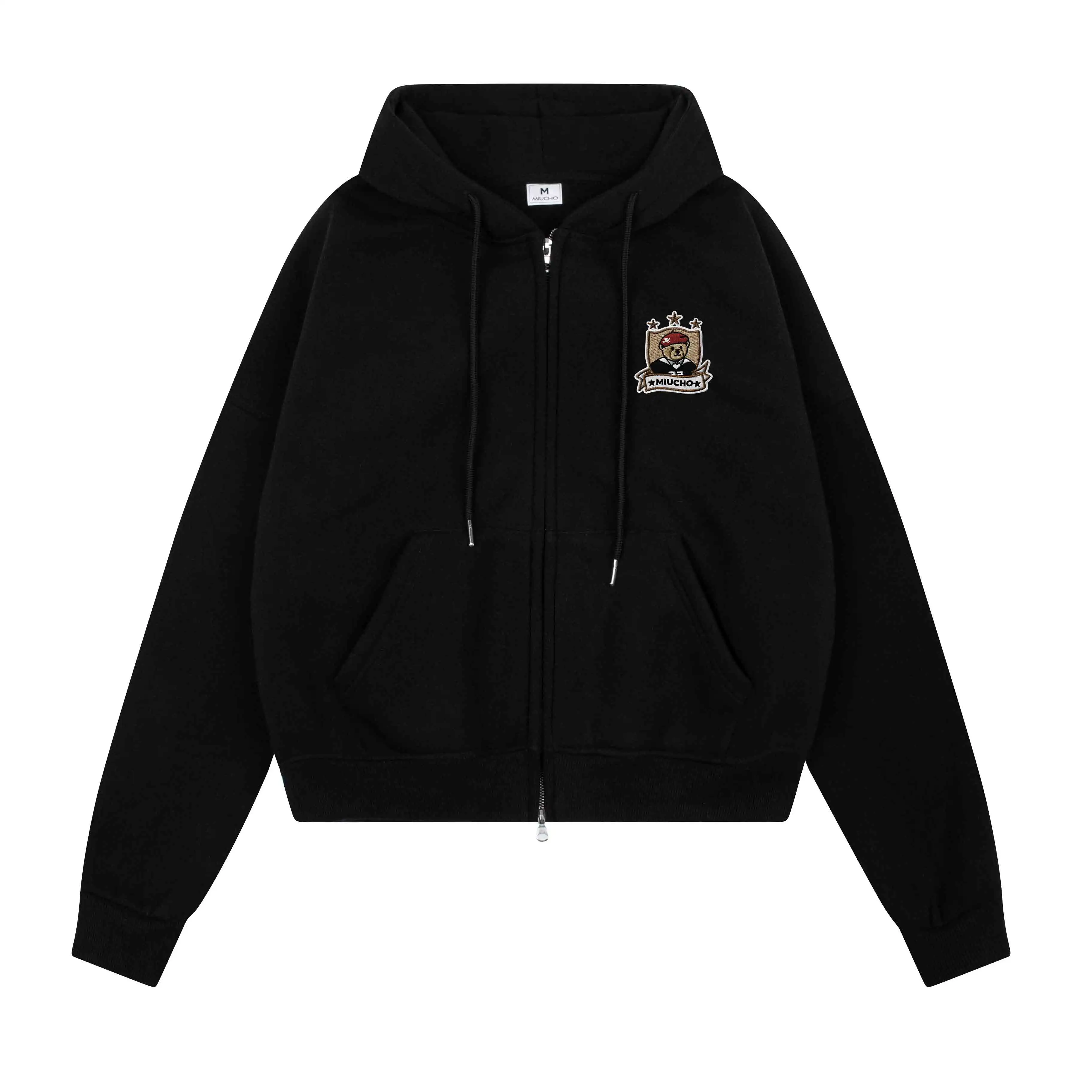 Áo hoodie zip form boxy Miucho vải nỉ 2 da mềm mại thoáng mát có nón khóa kéo in mix 2839_thumbnail_10