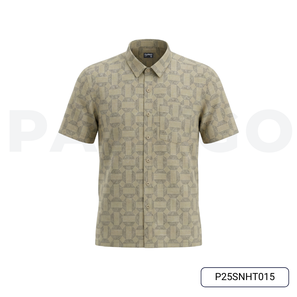 Áo sơ mi nam trung niên PAPAGO tay ngắn lai ngang - vải xô đũi in họa tiết - P25SNHT015_thumbnail_9