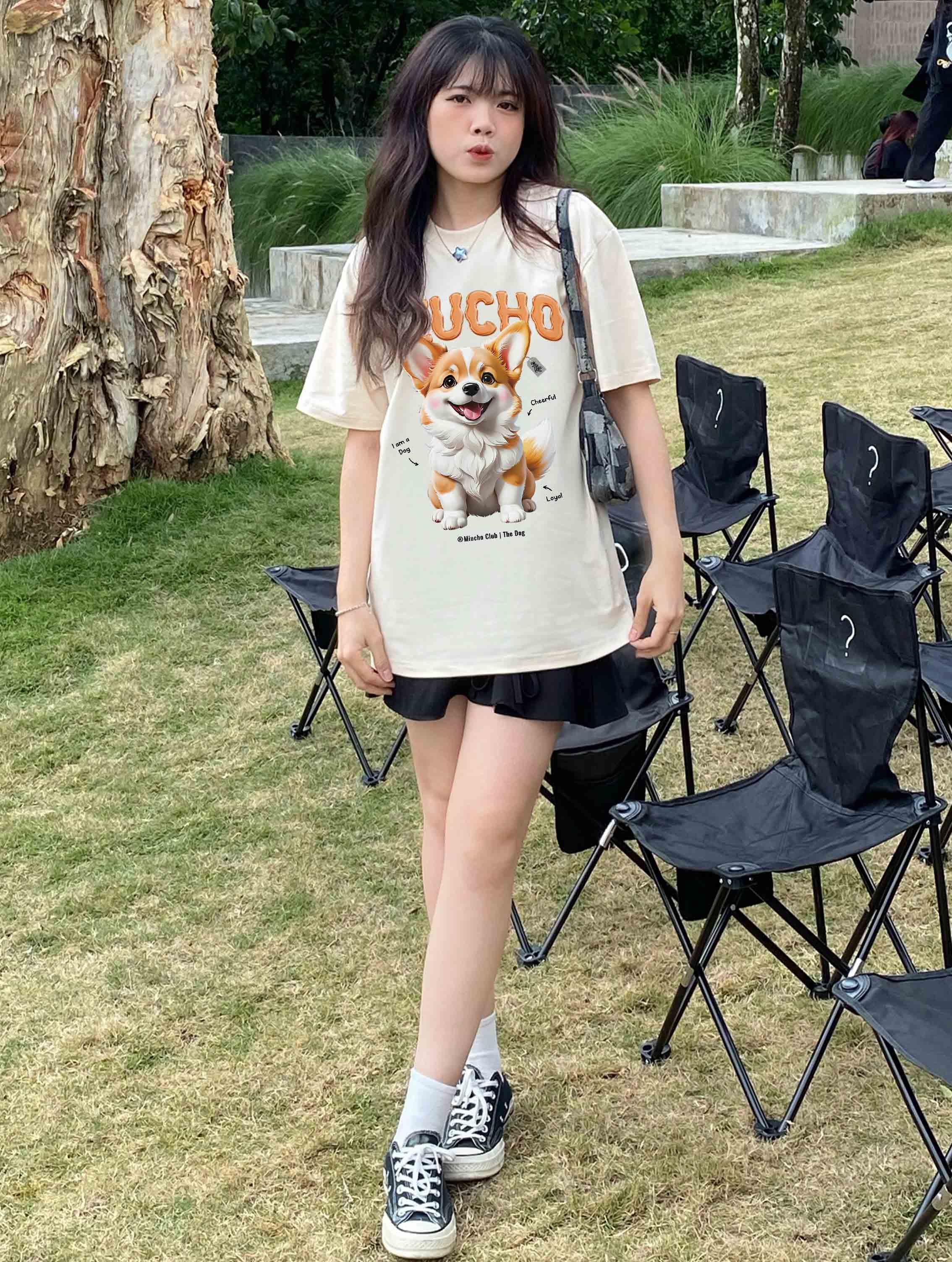 Áo thun form rộng 12 con giáp tuổi Tuất ATD1237 Miucho tay ngắn cổ tròn in mix_thumbnail_4