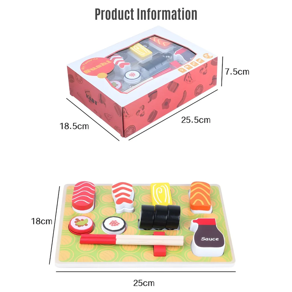 KABI Wooden My Favorite Sushi 3D Puzzle Food Pretend Play Puzzle