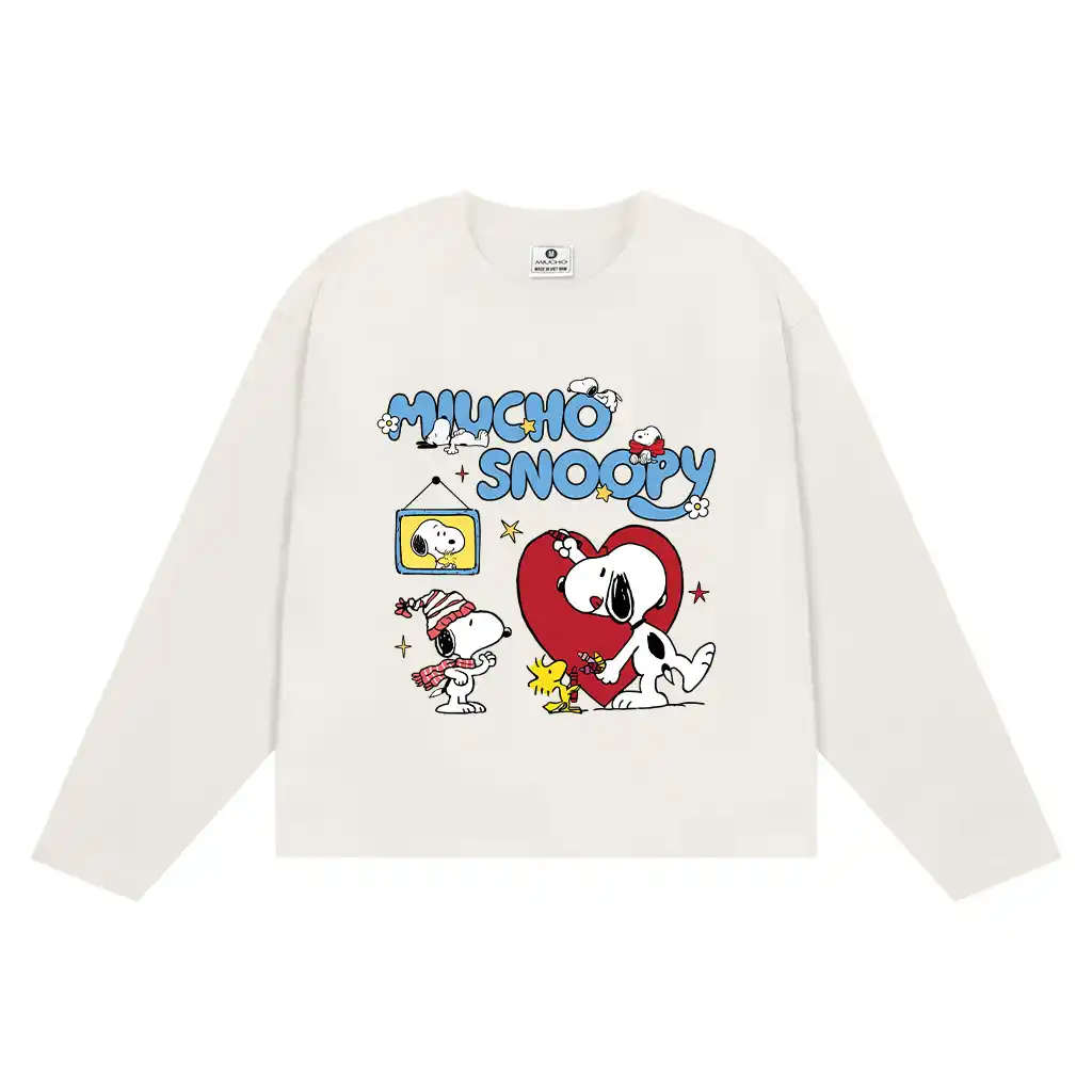 Áo thun boxy nam nữ Miucho vải cotton dày dặn thoáng mát tay dài chuẩn form Snoopy in mix 2772_thumbnail_11