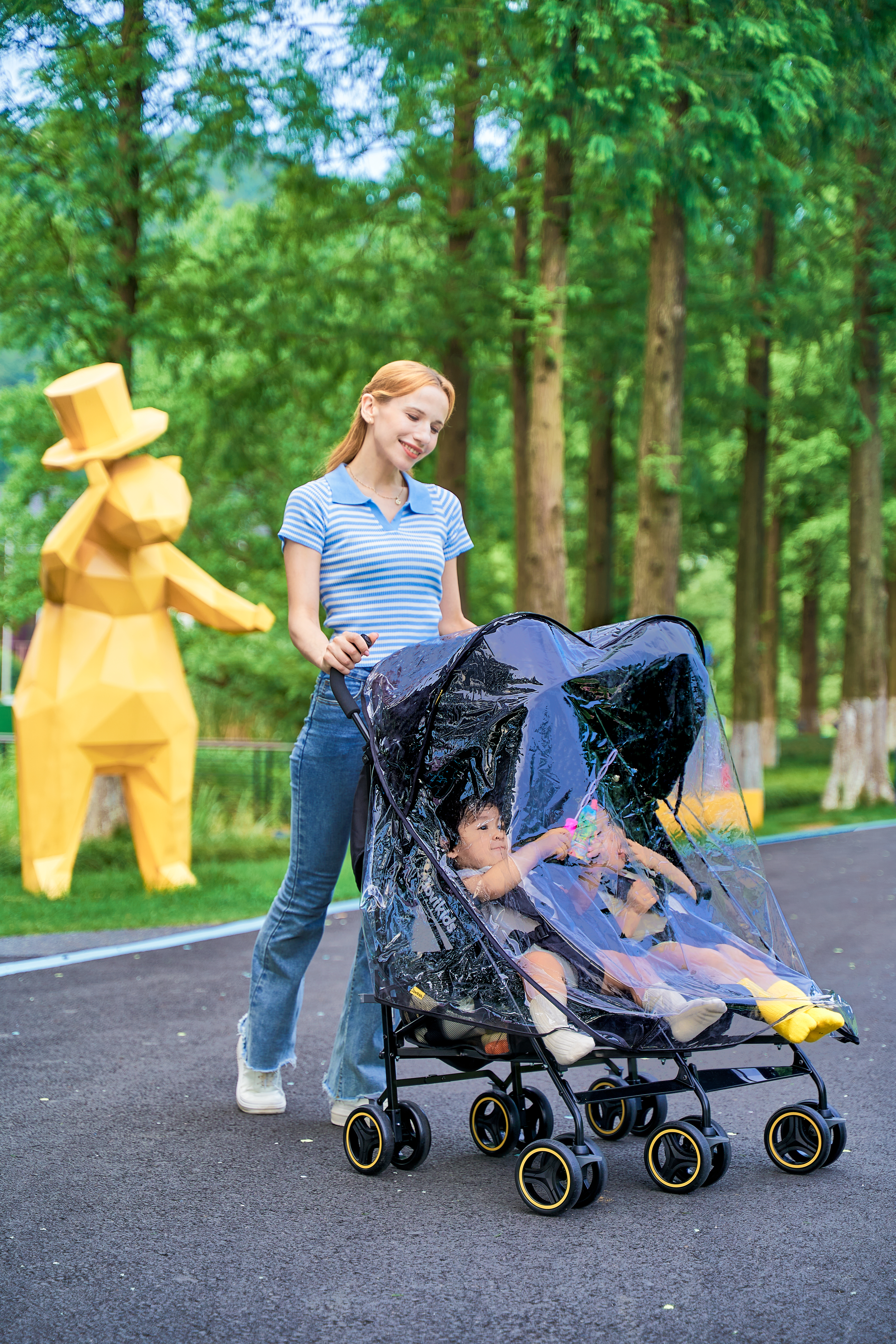 Xe đẩy Ezra - Đôi Jovikids cho bé 0-3 tuổi (màu đen) [NHẬP CODE 