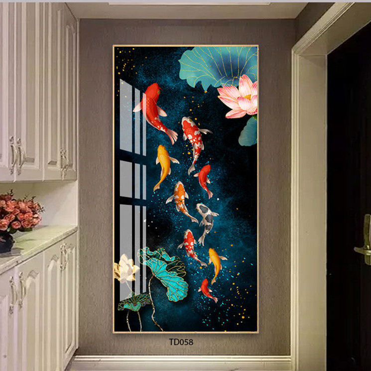 Tranh đứng tráng gương cá và hoa sen_thumbnail_3