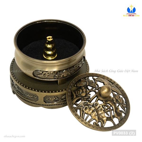 Lư đồng xông trầm loại vừa có đế (11x6 cm. đế 4cm)_thumbnail_3