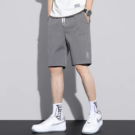 Quần Short Nam ECOLLECT Vải Denim Xước Co Giãn, Phom Ngang Gối Dáng Rộng Thời Trang_thumbnail_1