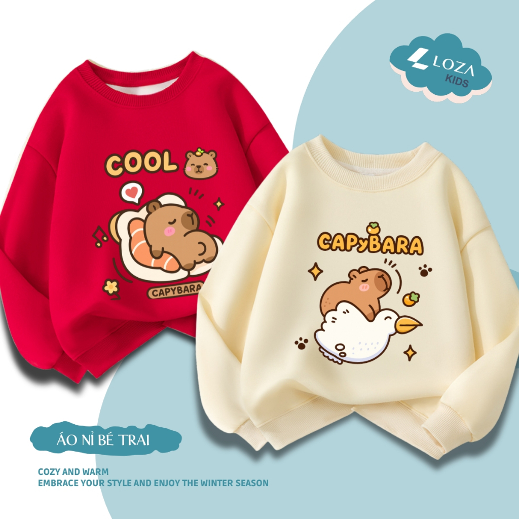 Áo sweater bé trai in hình Capybara nhiều hình đáng yêu - Loza Kids IN006_thumbnail_15