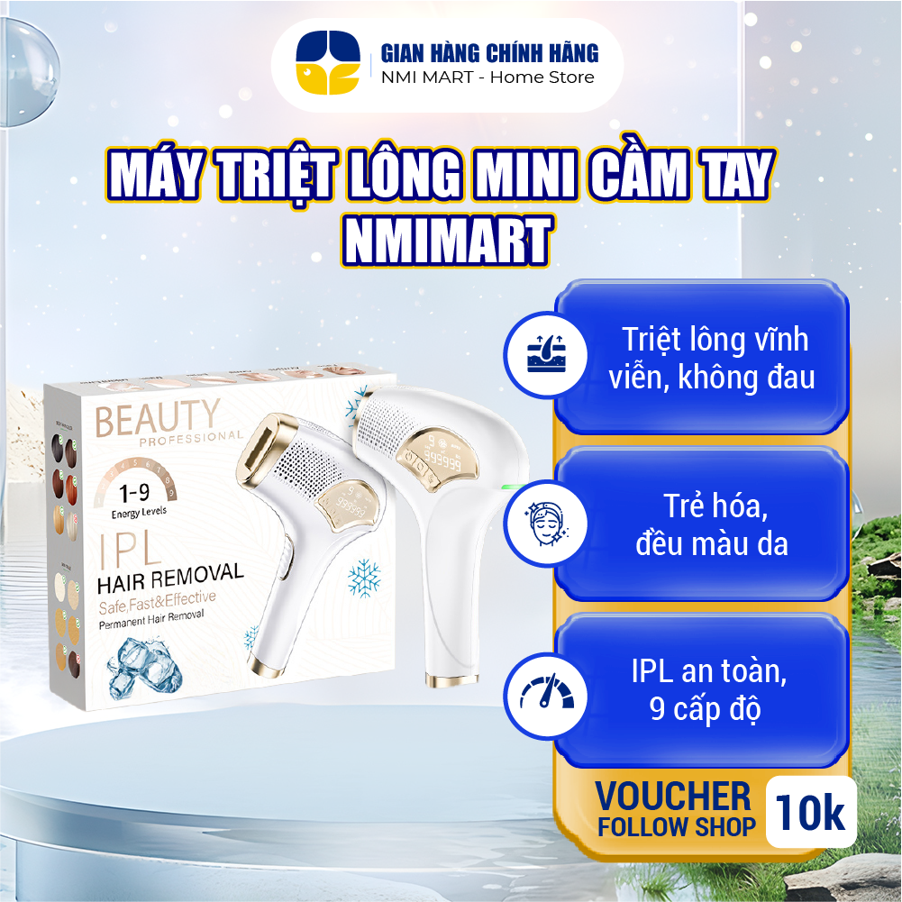 Máy triệt lông NMIMART MTL02 mini cầm tay, công nghệ laser 9 cấp độ, tẩy lông an toàn, không đau ngay tại nhà - 26935800212