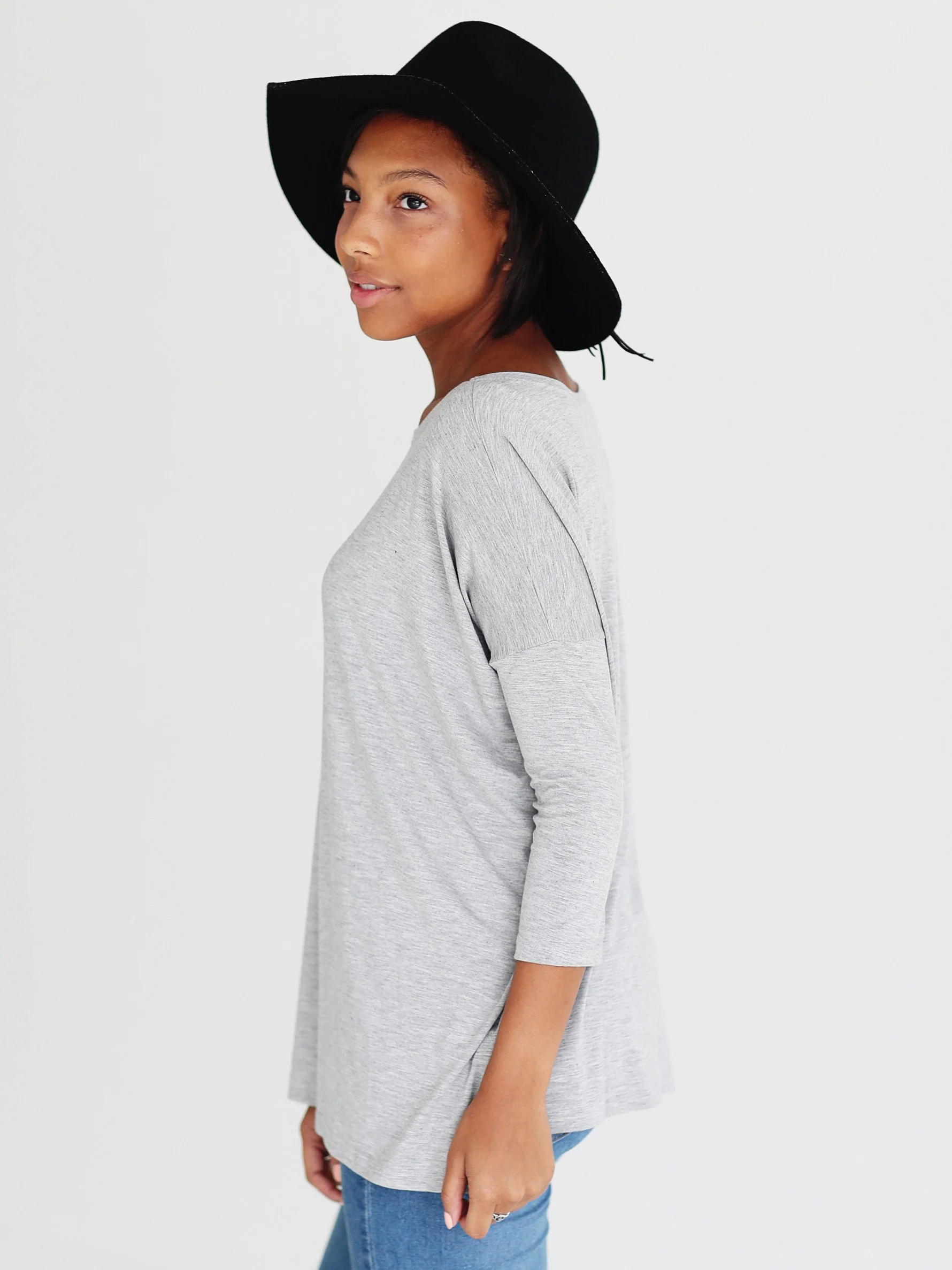 Heather Gray 3/4 Sleeve Top_thumbnail_1