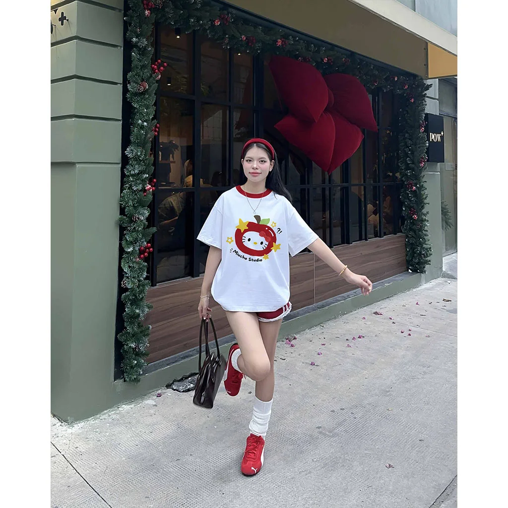 Áo thun boxy Kitty dễ thương Miucho thoáng mát tay ngắn phối cổ in mix 2974_thumbnail_2