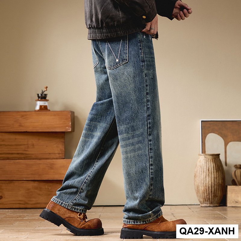 Quần Jean Nam Mùa Thu 2025 – Mùa Xuân Thu, Quần Ống Rộng Giản Dị, Retro Mỹ Cao Cấp, Thiết Kế Đã Giặt_thumbnail_4