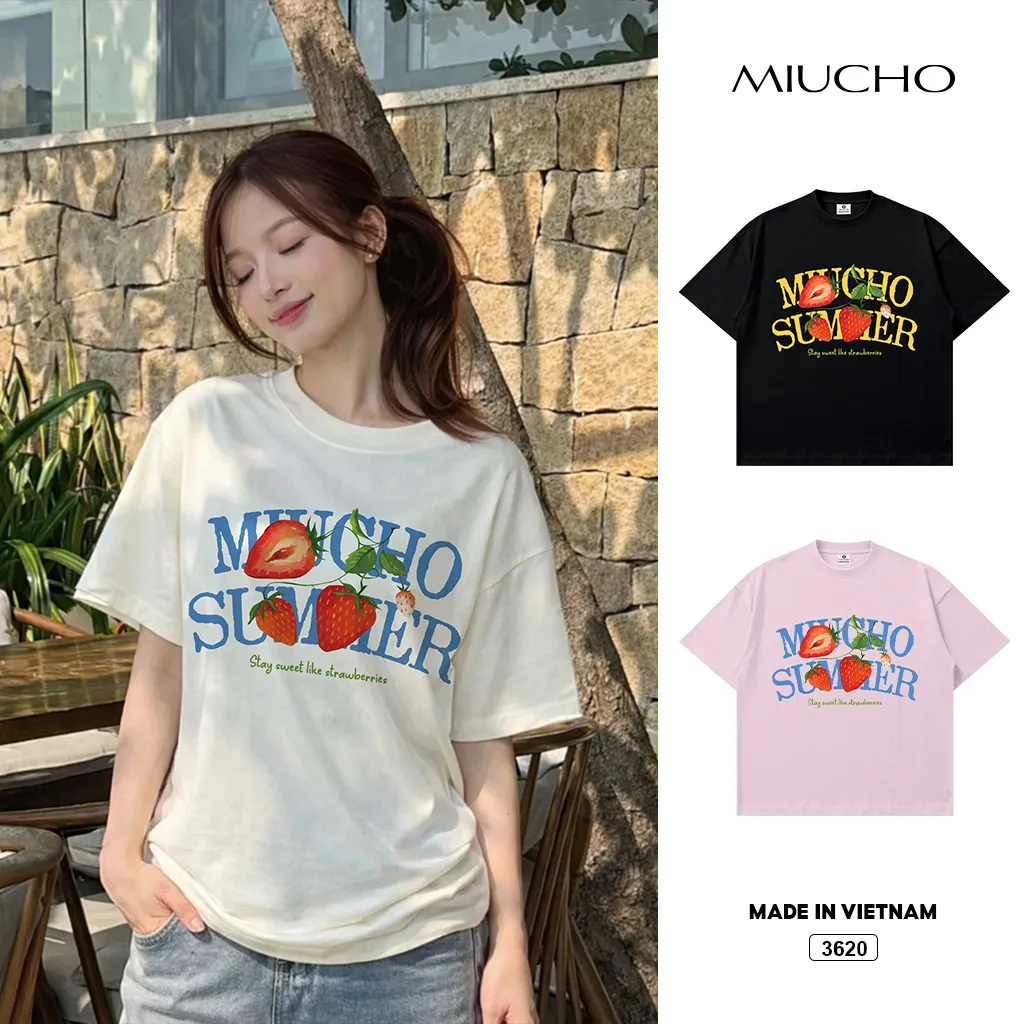 Áo thun boxy unisex Miucho Summer tôn dáng 3620