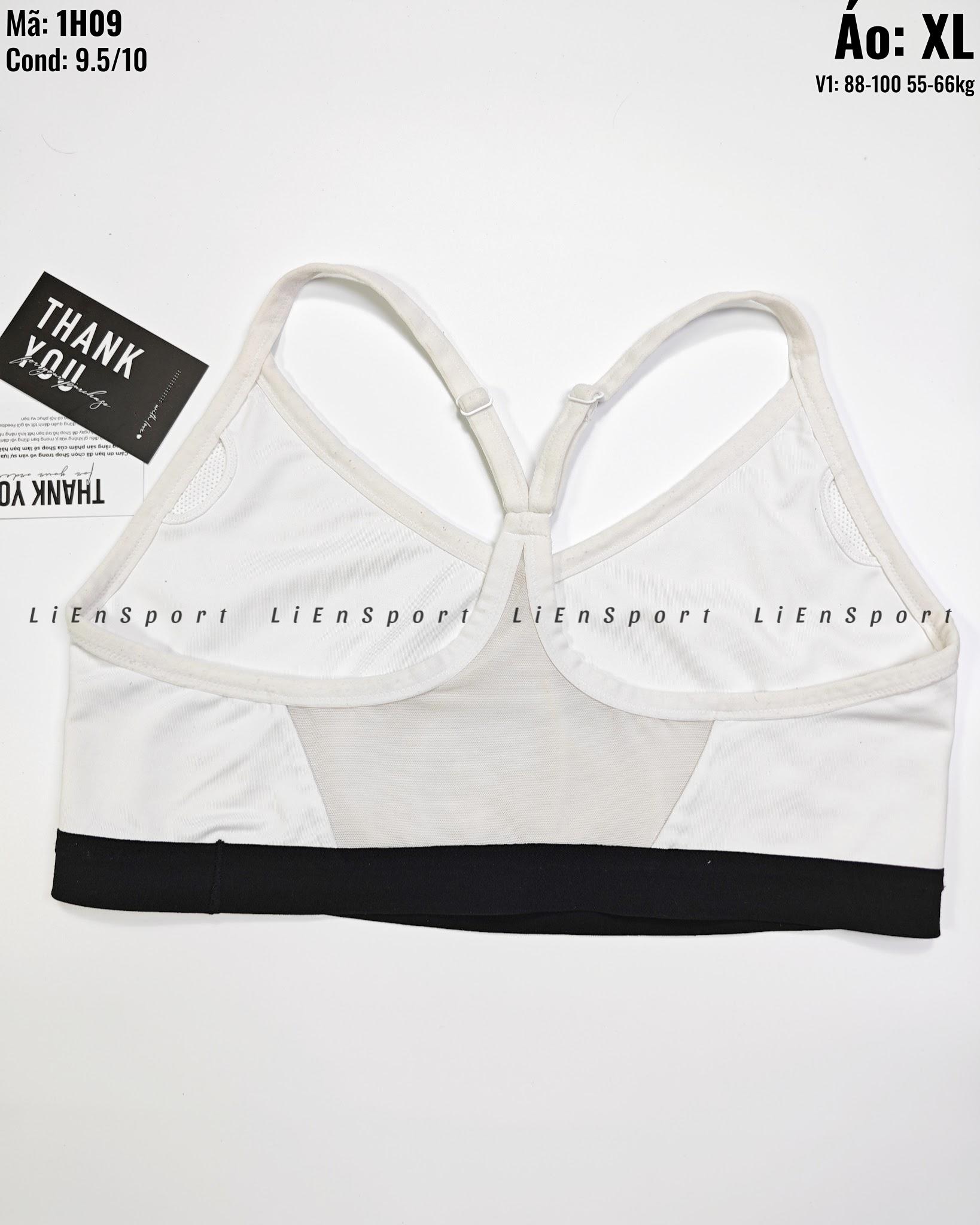 Nike Áo bra thể thao Nữ Size XL Trắng đen Như mới 95% Co giãn tốt Thoáng khí Dây vai mảnh lưng chữ X Chân ngực bản lớn Logo đen Phù hợp gym yoga chạy bộ Mã:1H09_thumbnail_3