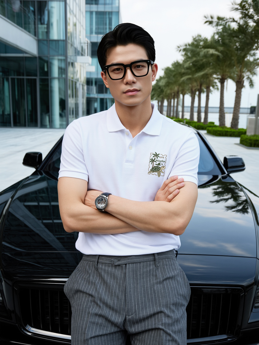 Áo polo nam form regular PLCSD2392 Miucho Iconic vải cá sấu đứng form thoáng mát in artwork_thumbnail_4