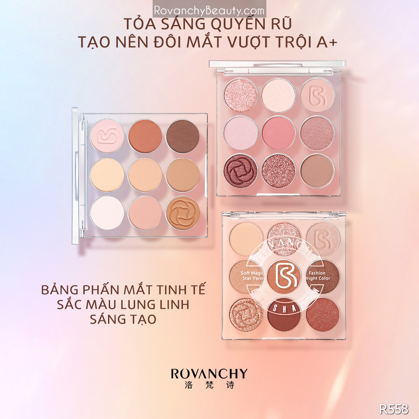 Bảng Phấn Mắt R558 ROVANCHY 9 Ô Màu Mắt Thời Thượng – Đa Dạng Phong Cách