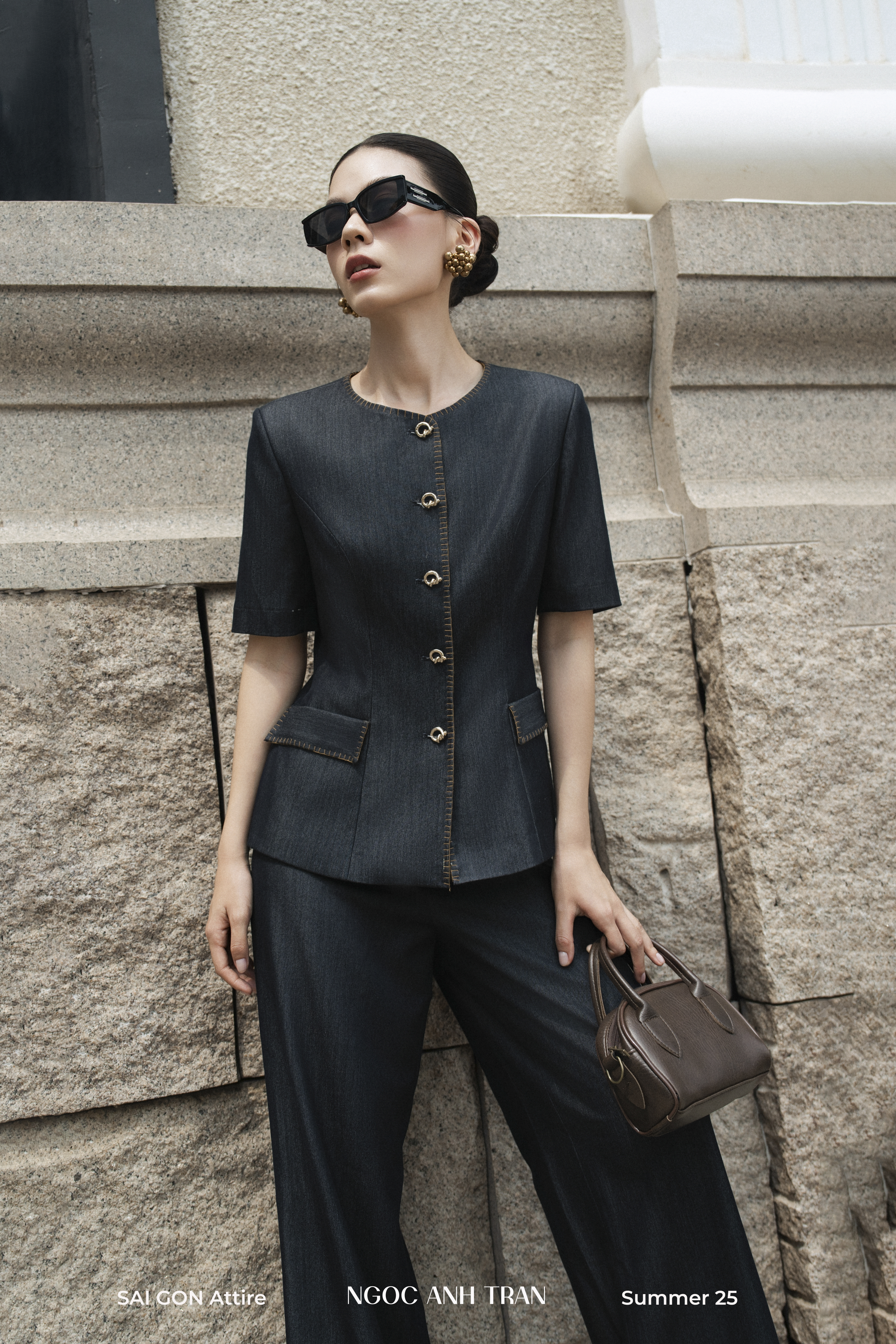 Q173 - Quần denim dáng suông ống rộng