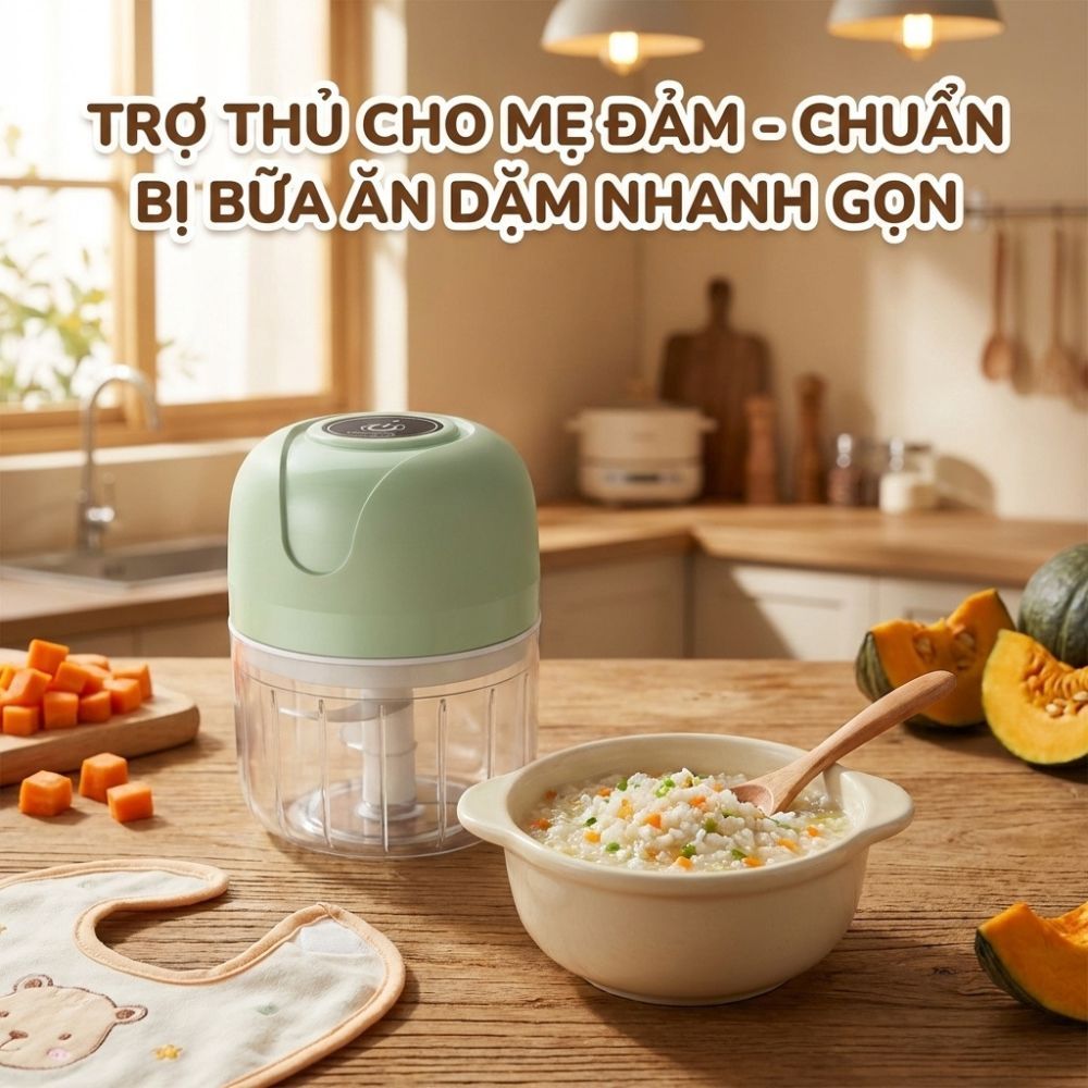 Máy Xay Tỏi Ớt Mini Chạy Pin Mishio MK420