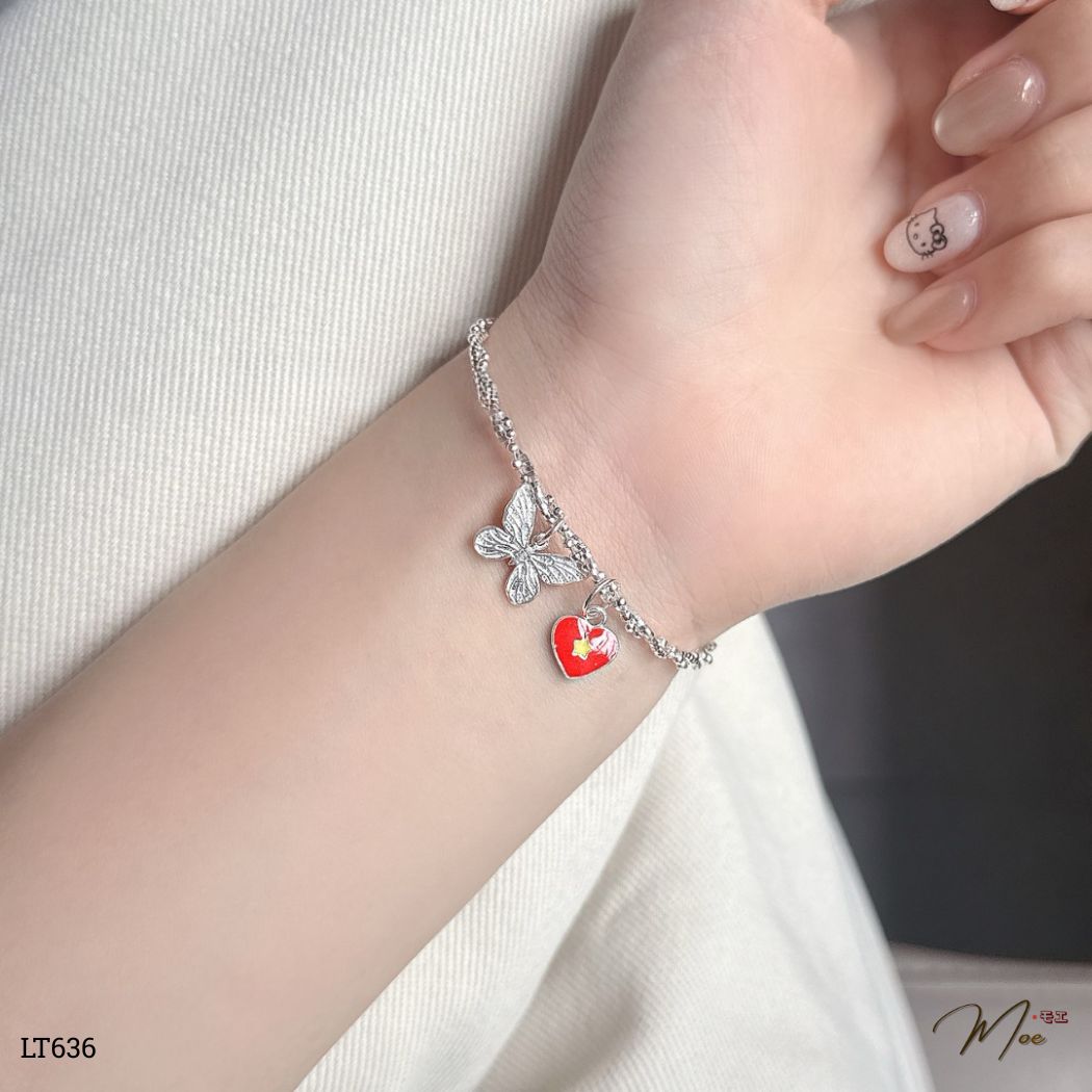 LT636 - Lắc tay xoắn lá cờ mix charm hoa mai/hoa sen/hồ điệp_thumbnail_5