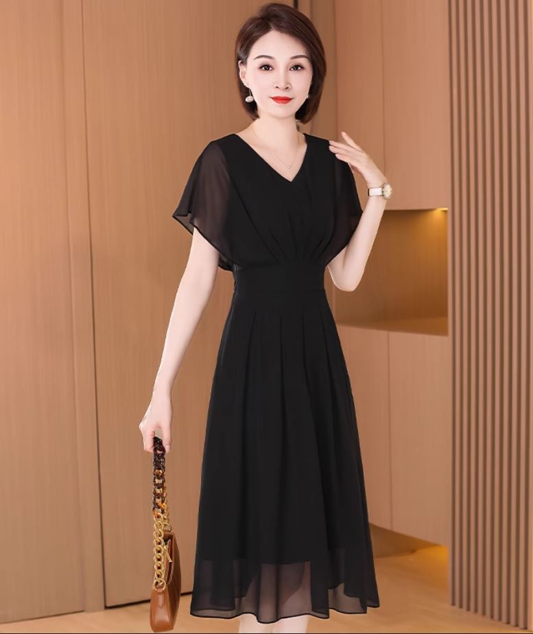 14452-Đầm voan xòe đen thiết kế, cổ tim tay cánh tiên_thumbnail_2