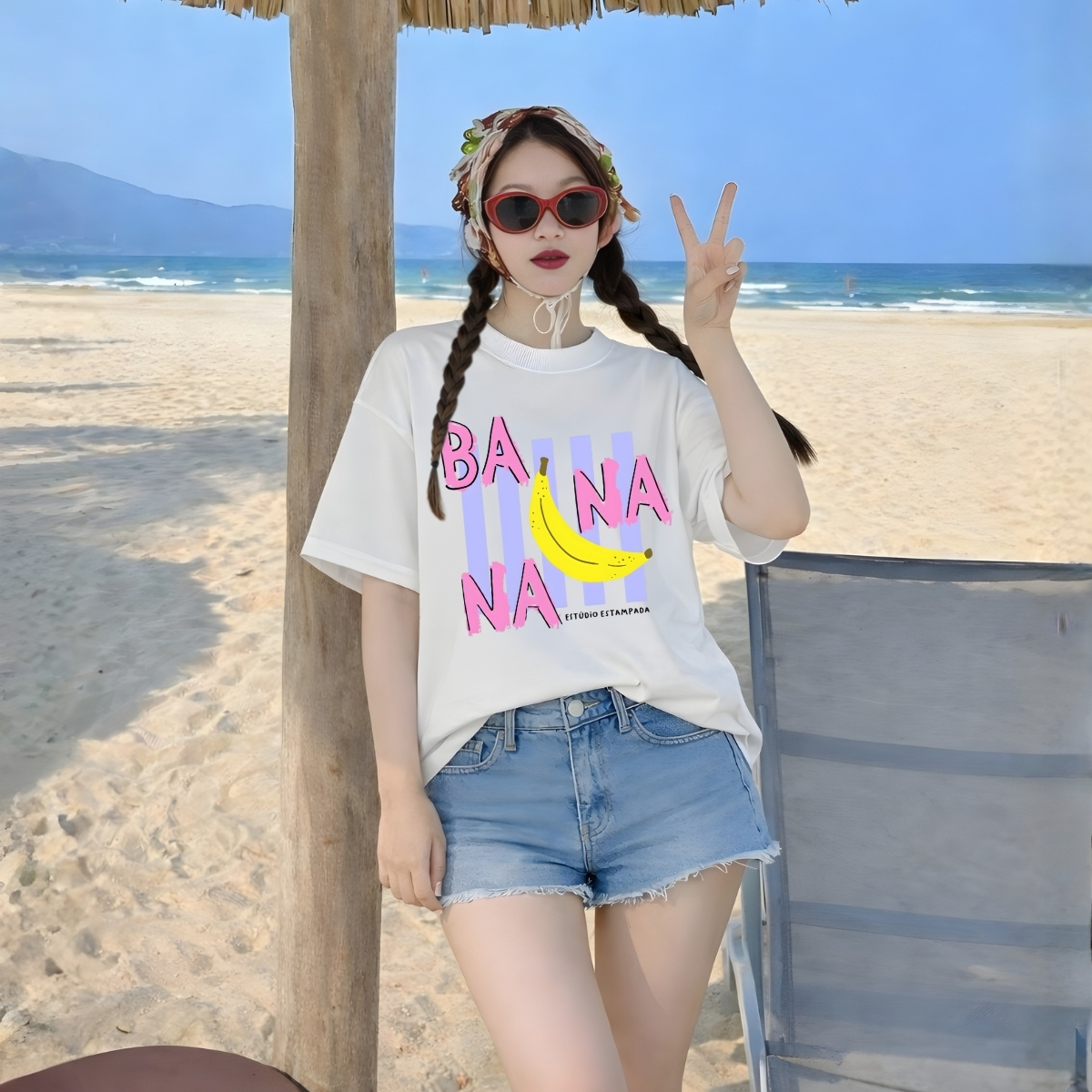 Áo thun unisex UX30-1140 BANANA hình chuối sọc tím dáng oversized local brand WETEE_thumbnail_3
