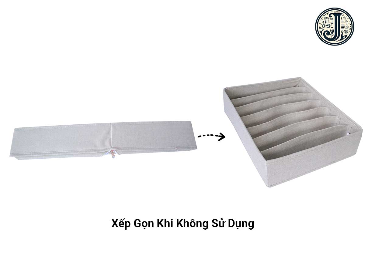 Khay đựng áo lót chia ngăn gấp gọn 7 ngăn Be J19B_thumbnail_3