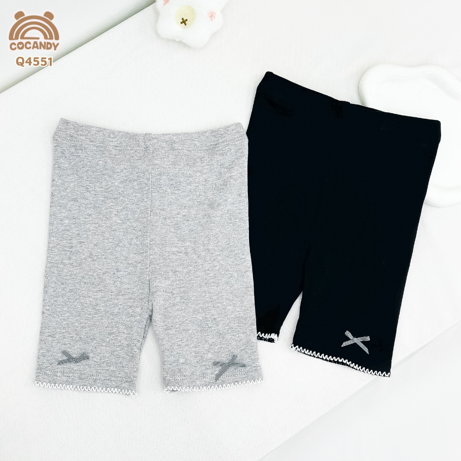 Set 2 quần legging cộc ĐEN TÀN S1 phối sóng nơ